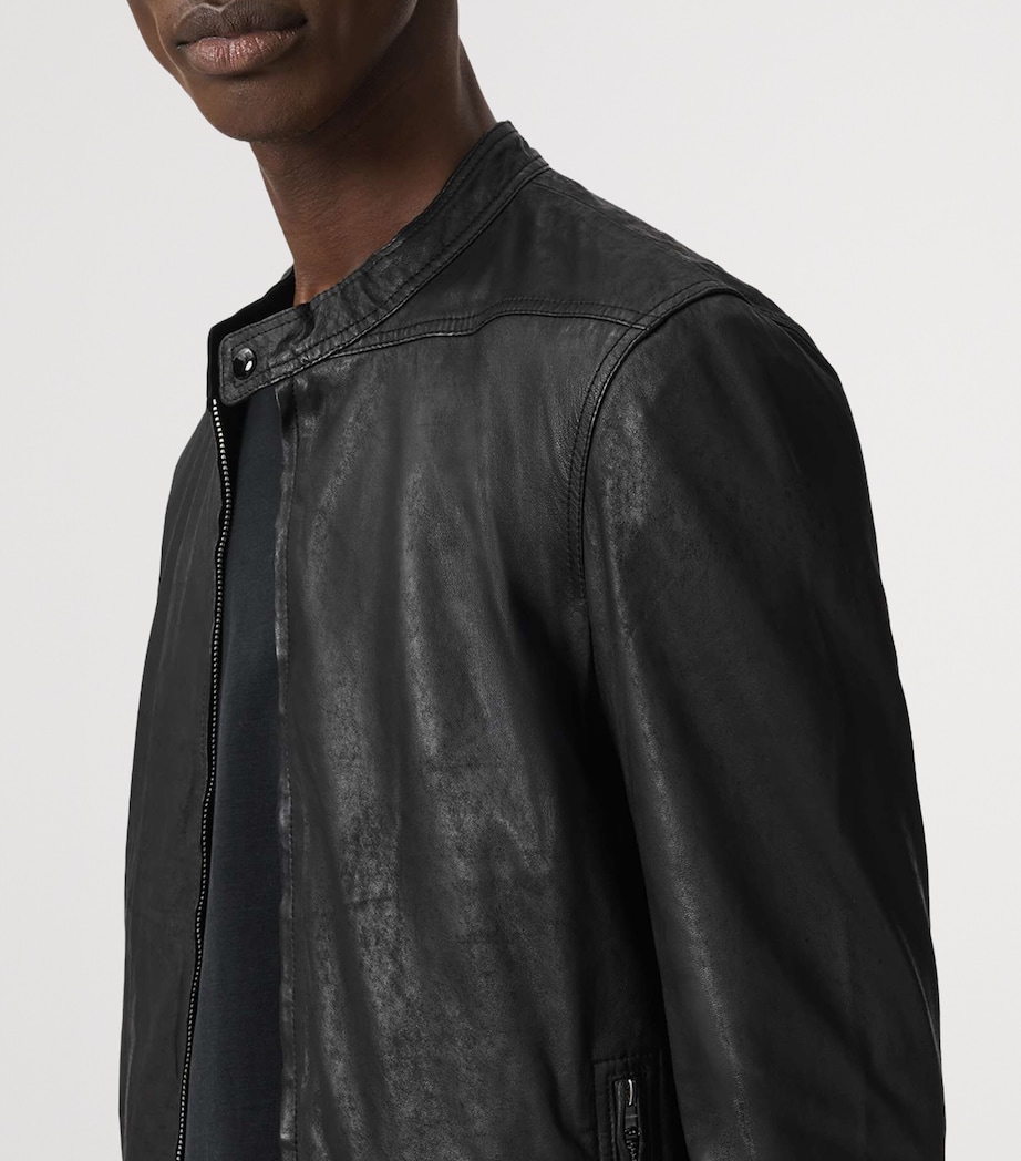 AllSaints Mens Colt Leather Jacket Black Image 4