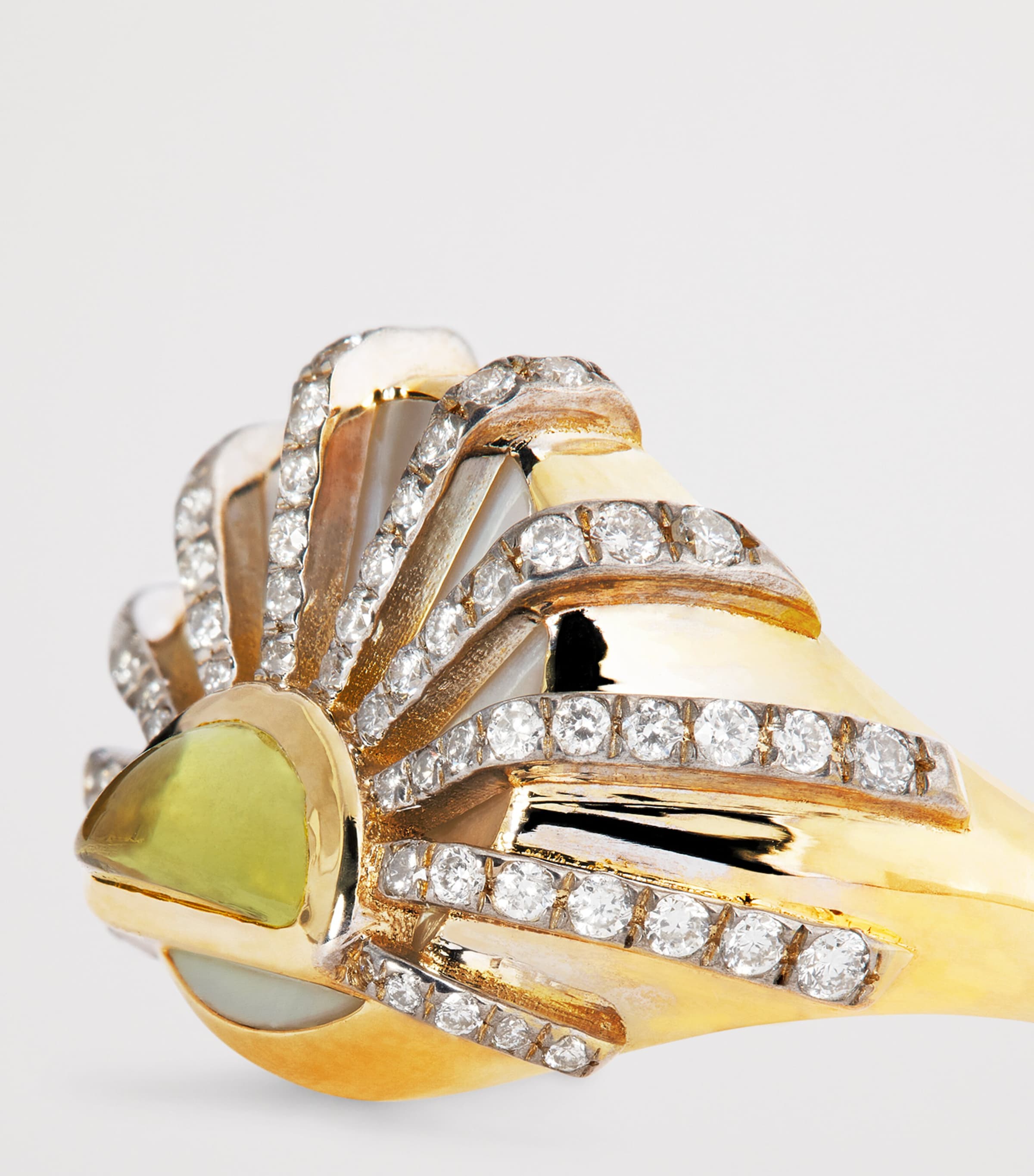 Yellow Gold, Diamond, Citrine and Pearl N*93 Sun Dawn Pinky Ring YELLOW GOLD Image 5