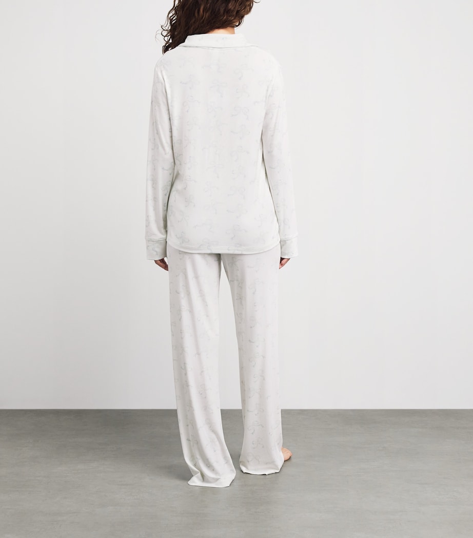 Skims Womens Soft Lounge Pyjama Set Ivory Prl Bows Prnt Image 4