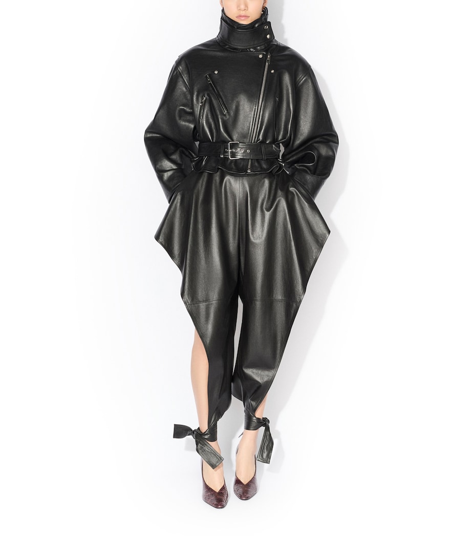 Alaïa Womens Leather Open-Leg Trousers Noir Alaia Image 2