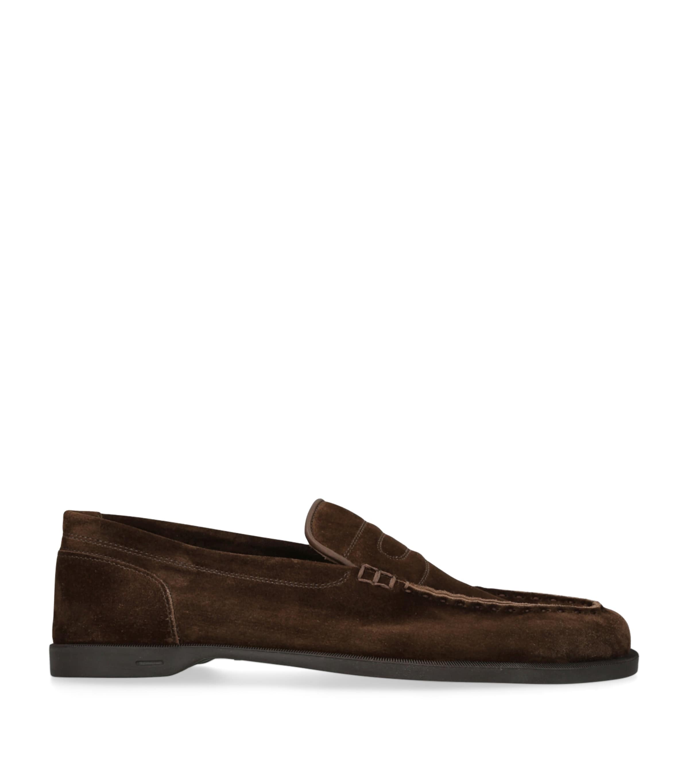 John Lobb Suede Pace Loafers In Brown