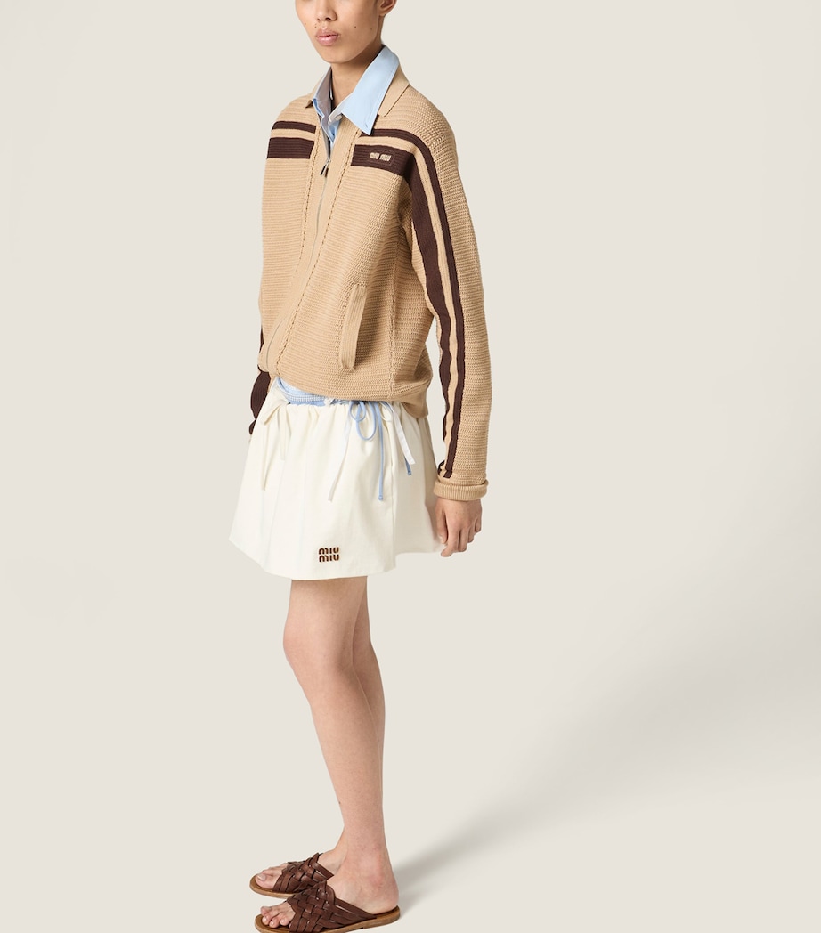 Miu Miu Womens Crochet Zip-Up Cardigan Neutral Image 6