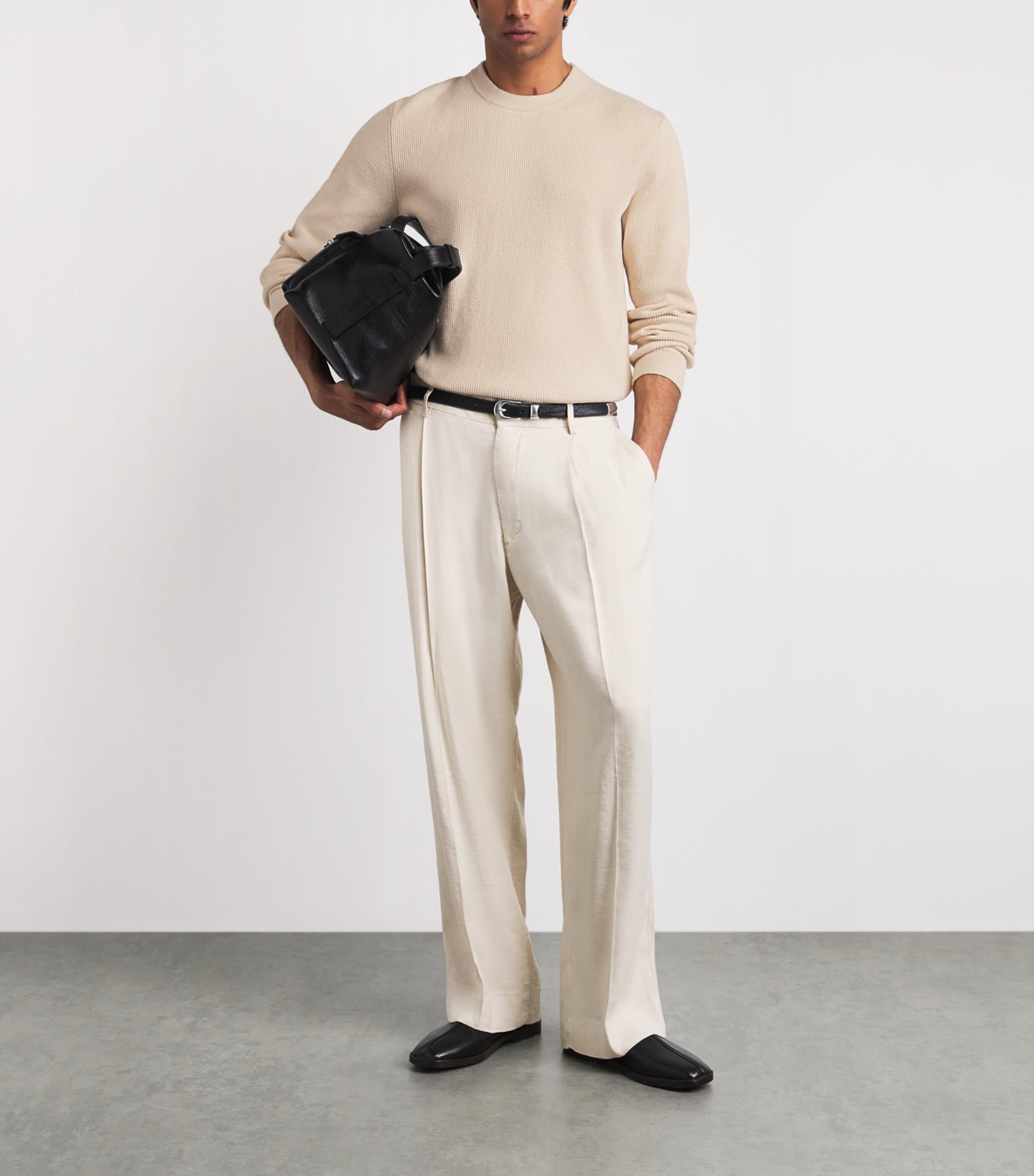 NN07 Mens Soft Ribbed Danny Sweatshirt Ivory Image 2