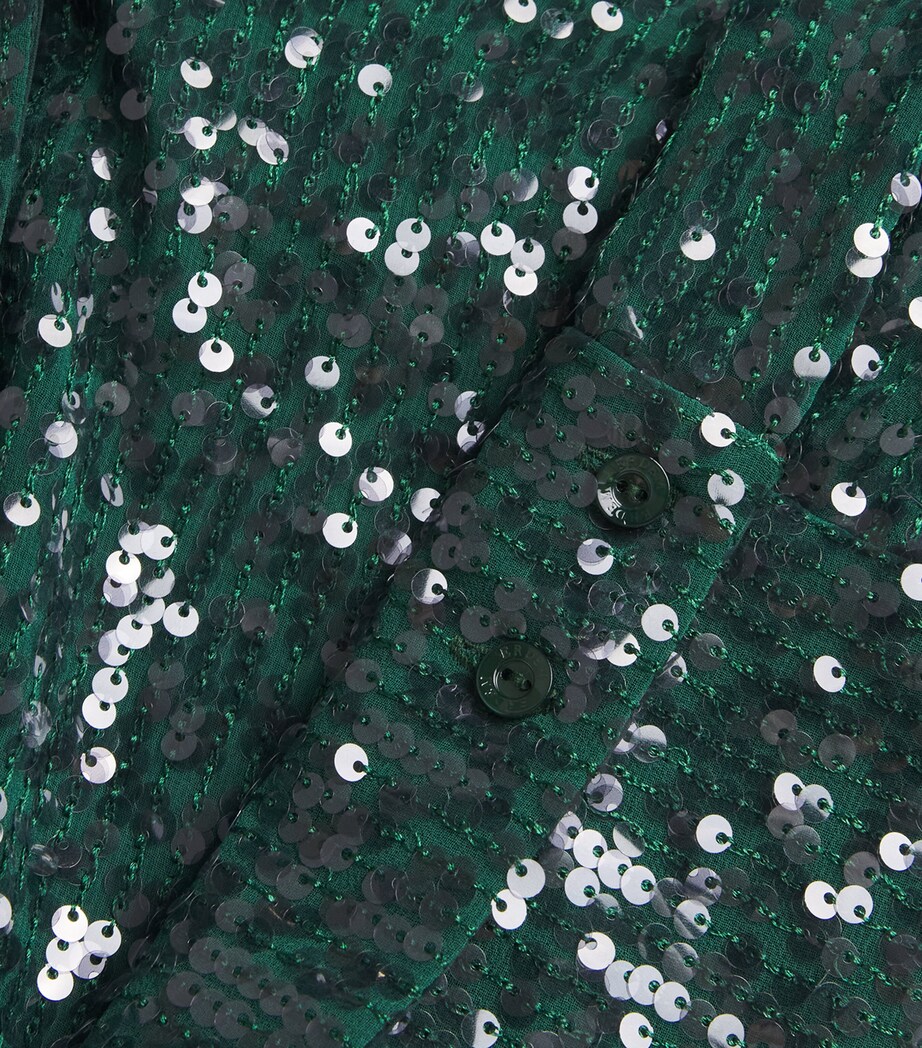 Chiffon Sequinned Shirt DARK GREEN Image 5
