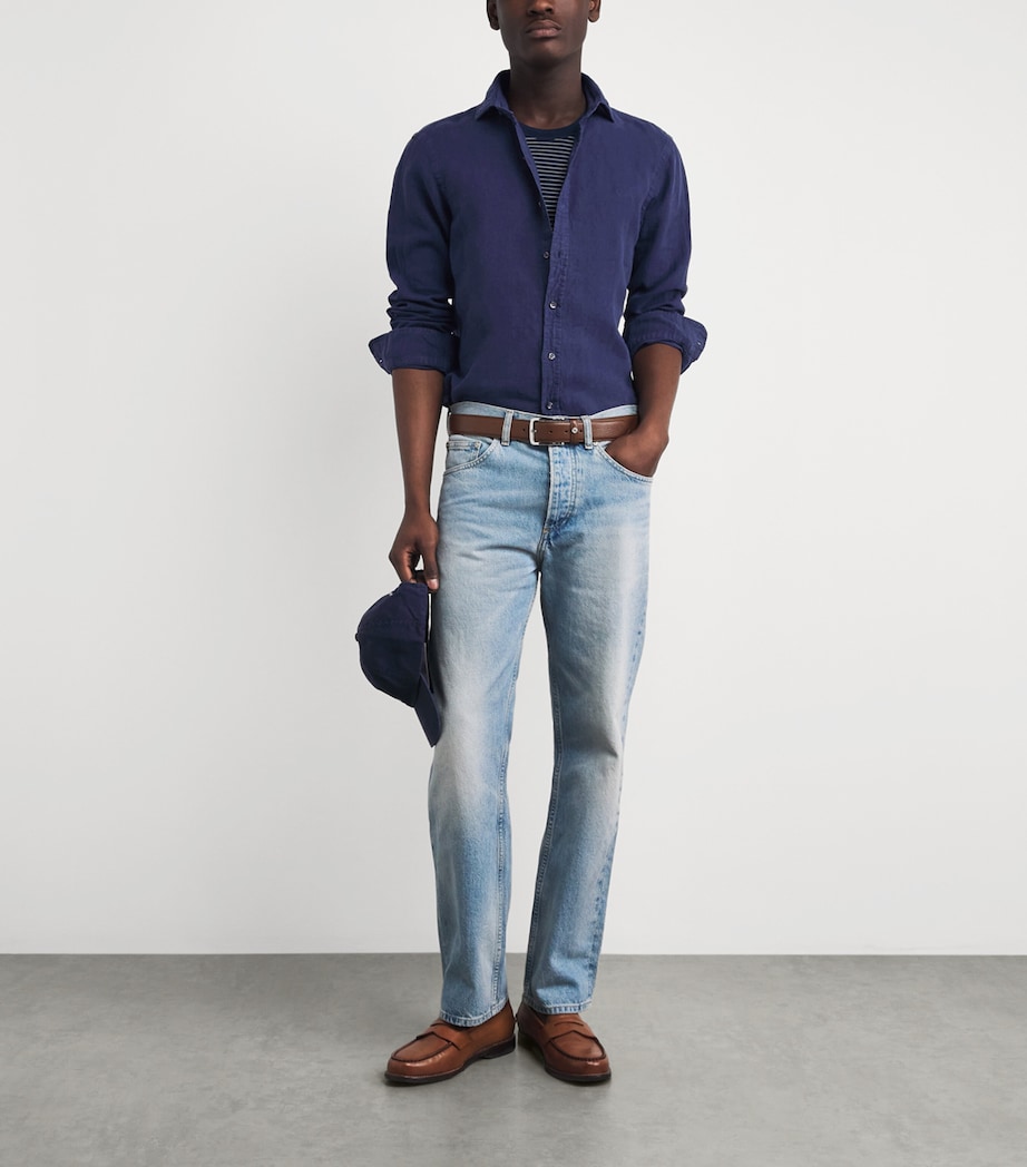 Polo Ralph Lauren Mens Linen Custom-Fit Shirt Newport Navy Image 2