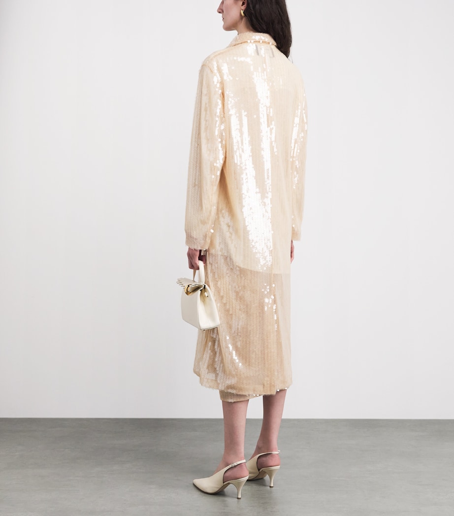 Fabiana Filippi Womens Sequinned Overcoat Nude Image 4
