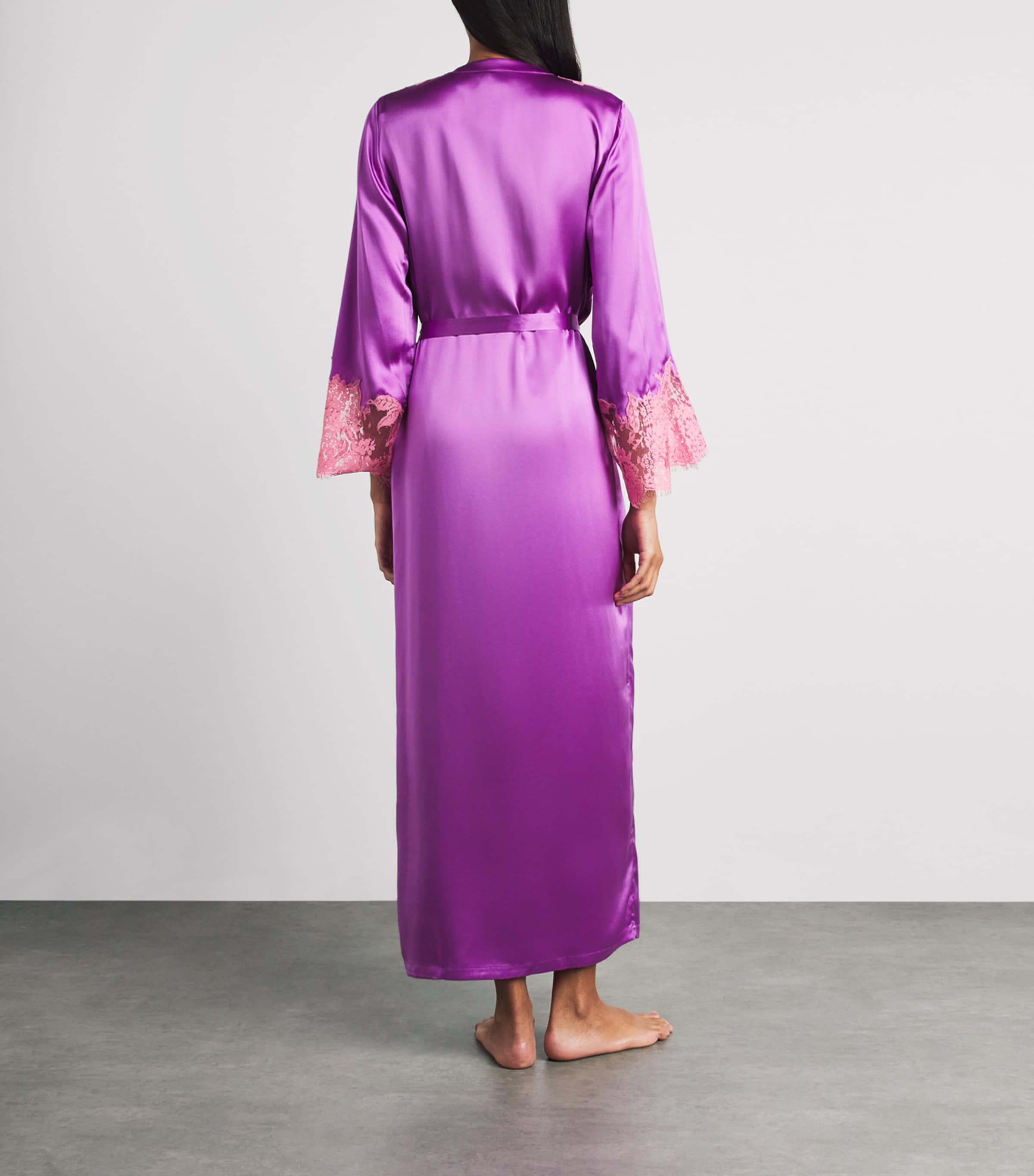 Marjolaine Womens Silk Tess Robe Grape W Blush Image 4