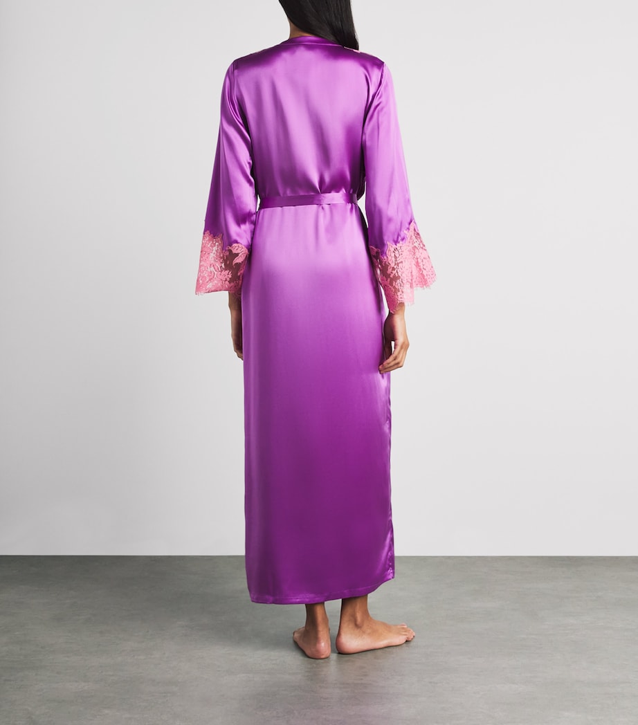 Marjolaine Womens Silk Tess Robe Grape W Blush Image 4