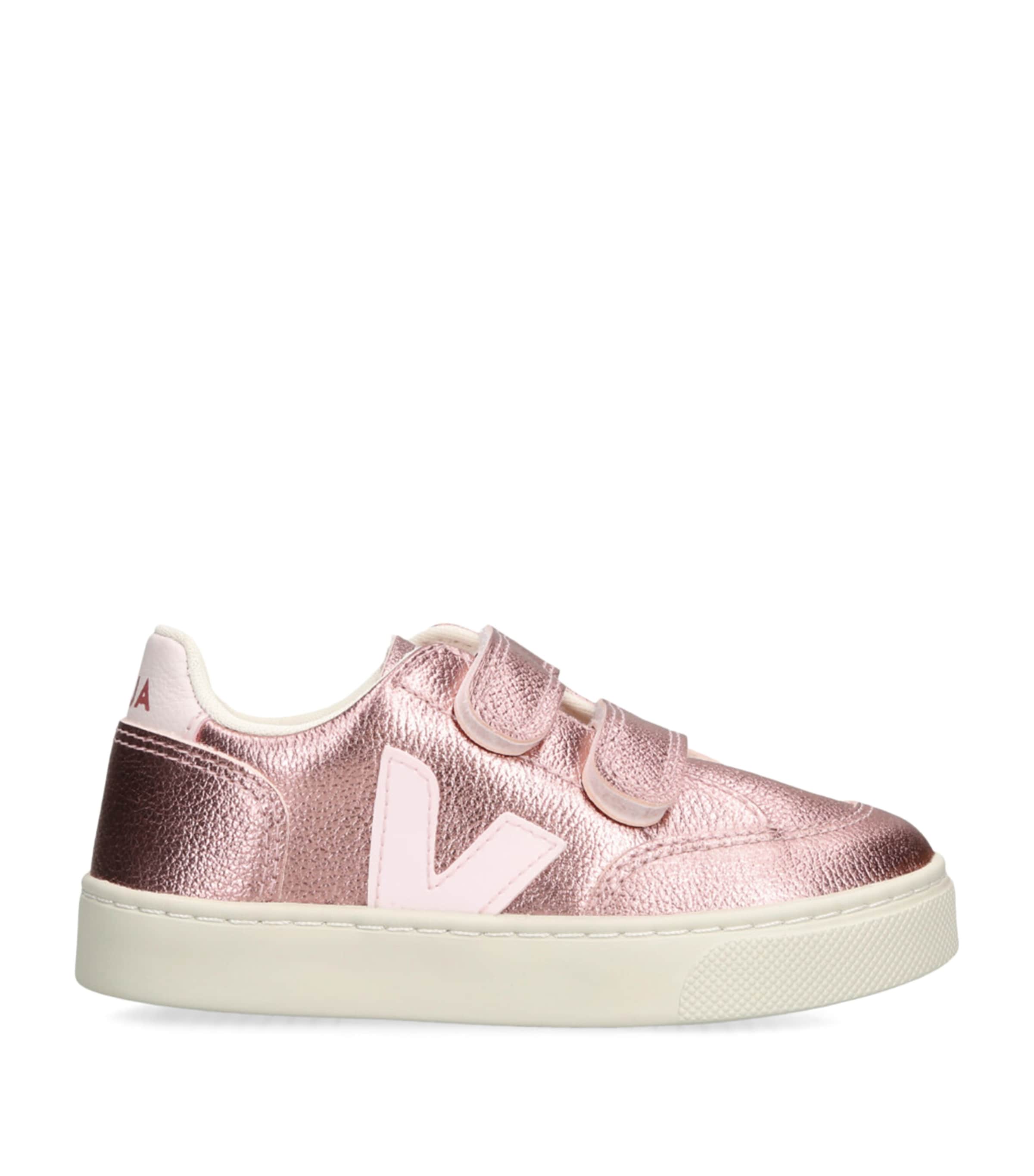 Veja Metallic Leather V-12 Sneakers In Pink