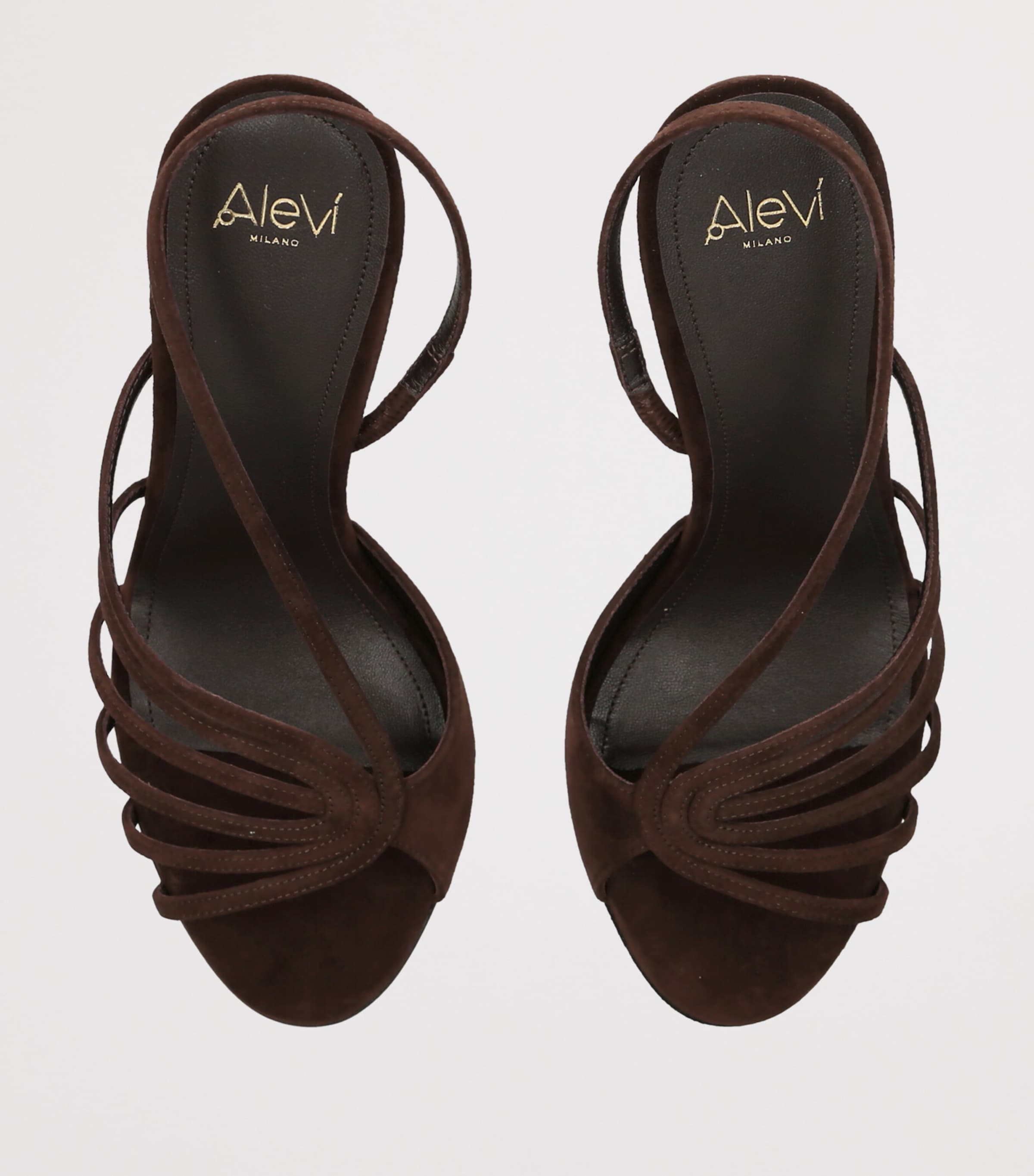 Alevì Suede Star Heeled Sandals 95 Dark Brown Image 3
