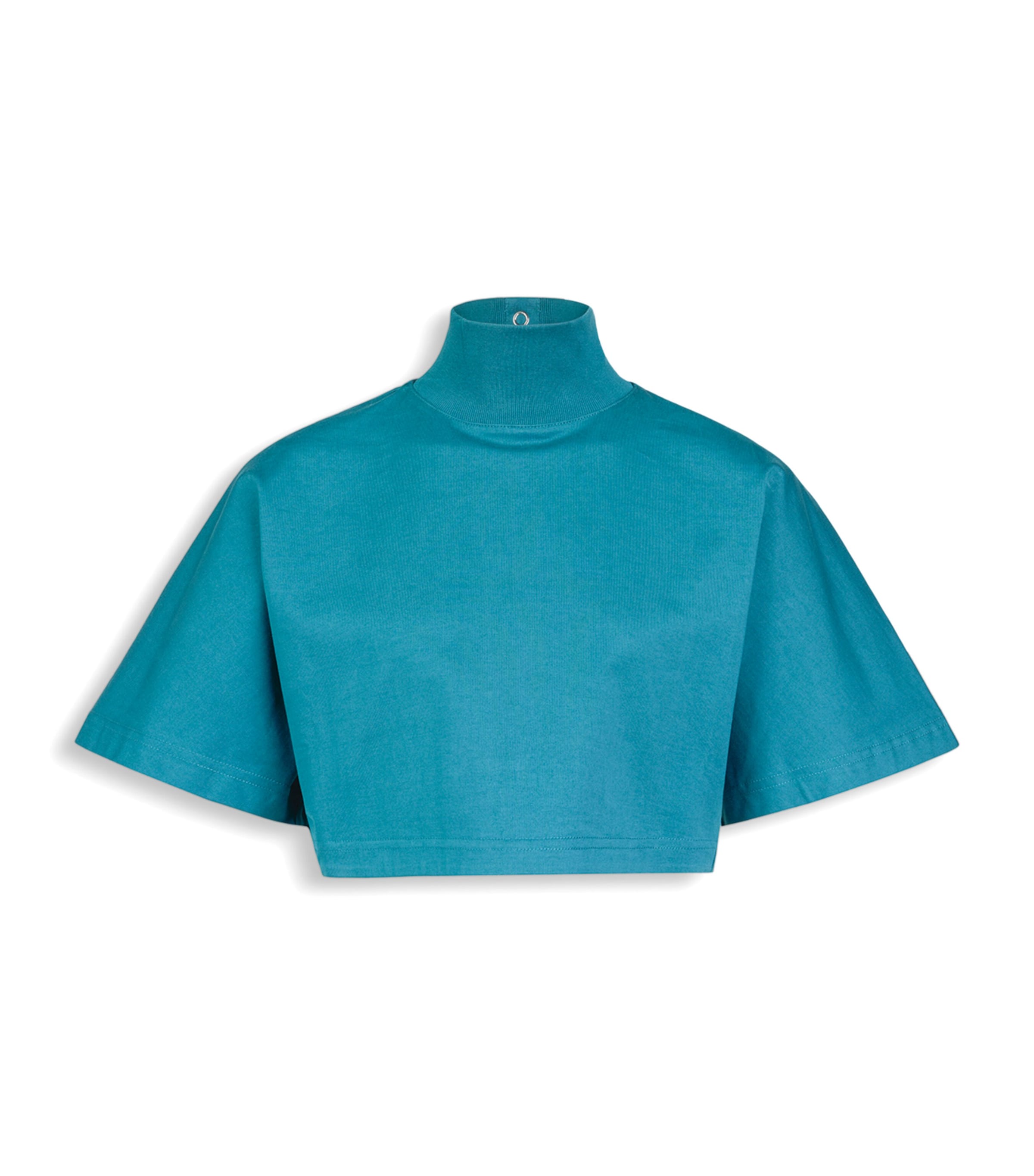 Alaïa Womens Cotton Cropped T-Shirt Duck Blue Image 1