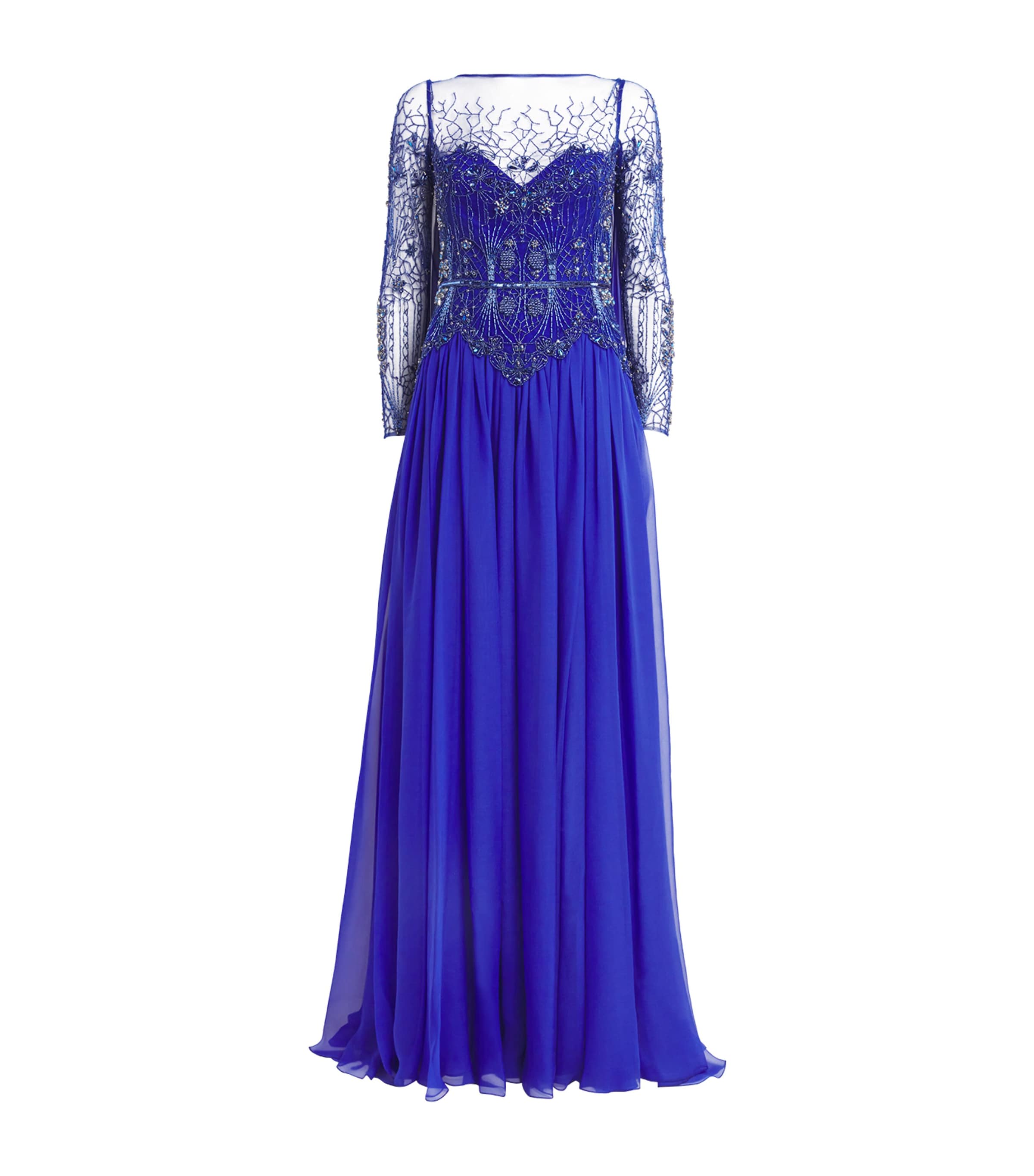 Shop Zuhair Murad Embellished Long-sleeve Gown