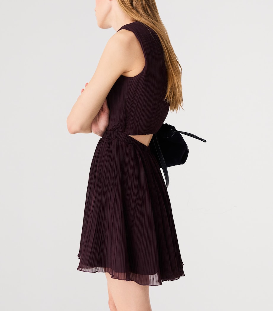 Maje Womens Plissé Cut-Out Mini Dress Eggplant Image 5