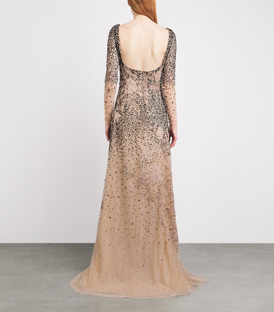 GEORGES HOBEIKA Womens Embellished Gown Nomad Beige Image 4