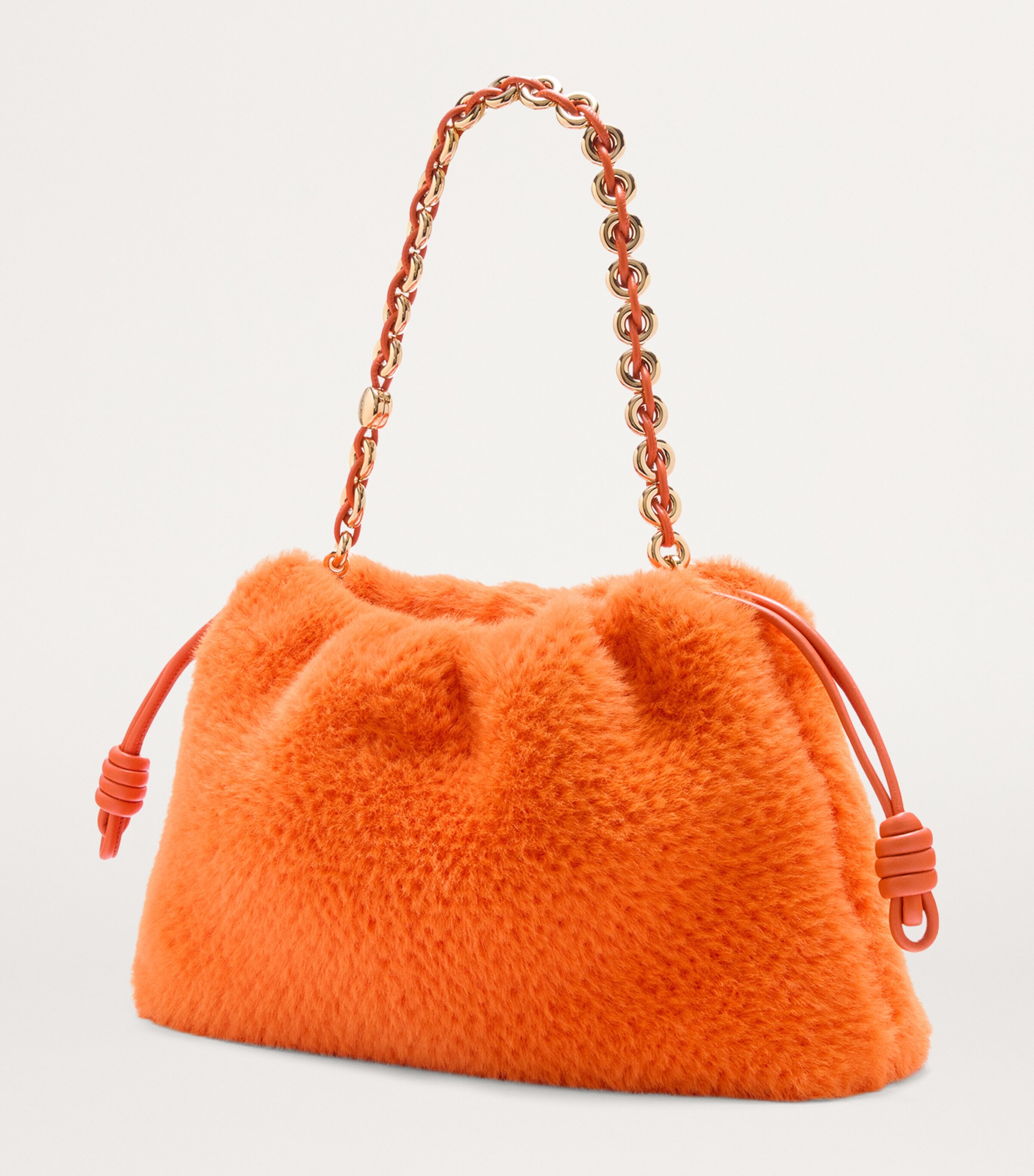 LOEWE Large Fluffy Flamenco Clutch Bag Vivid Orange Image 4