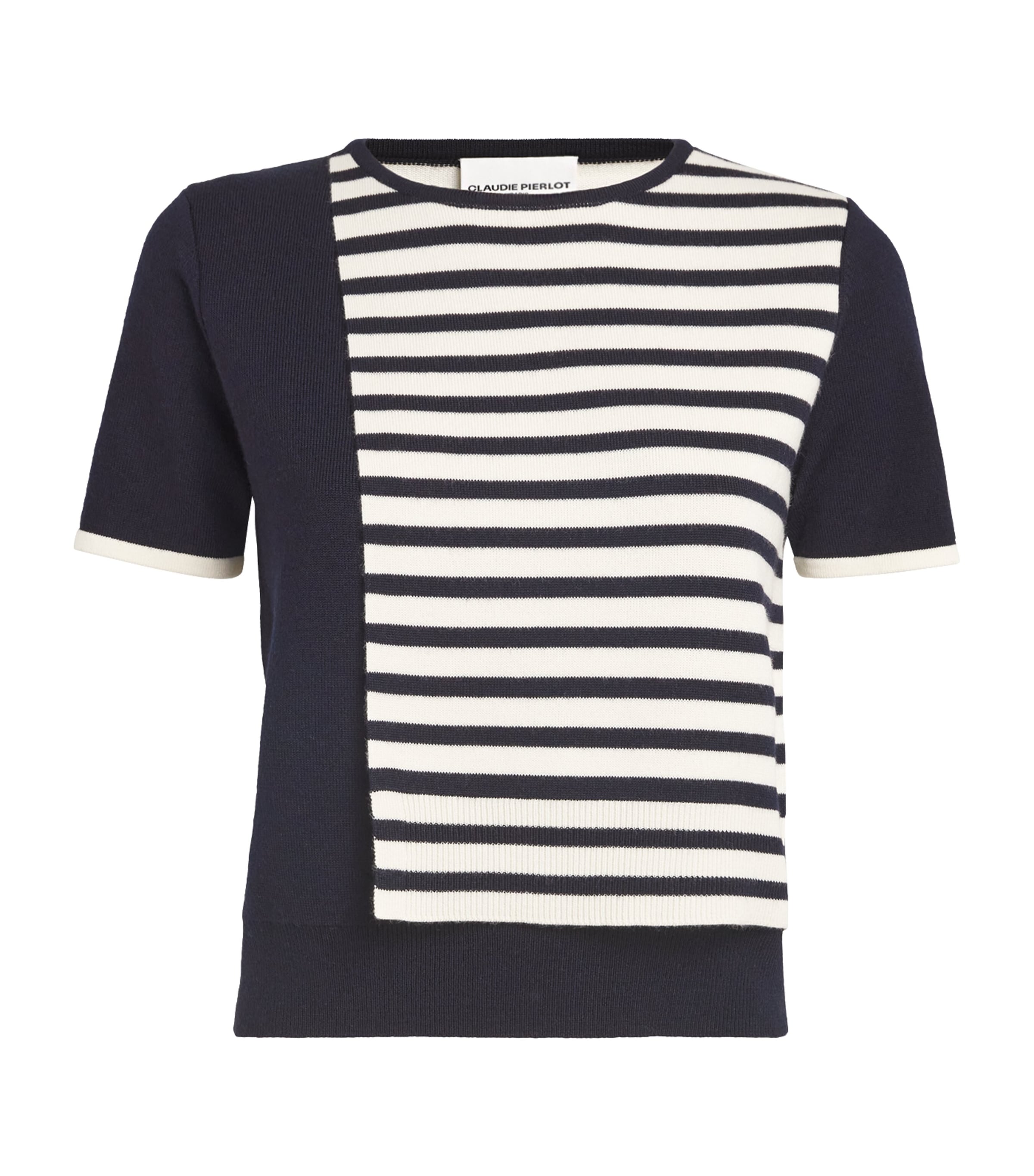 Claudie Pierlot Short-sleeve Striped Sweater In Black