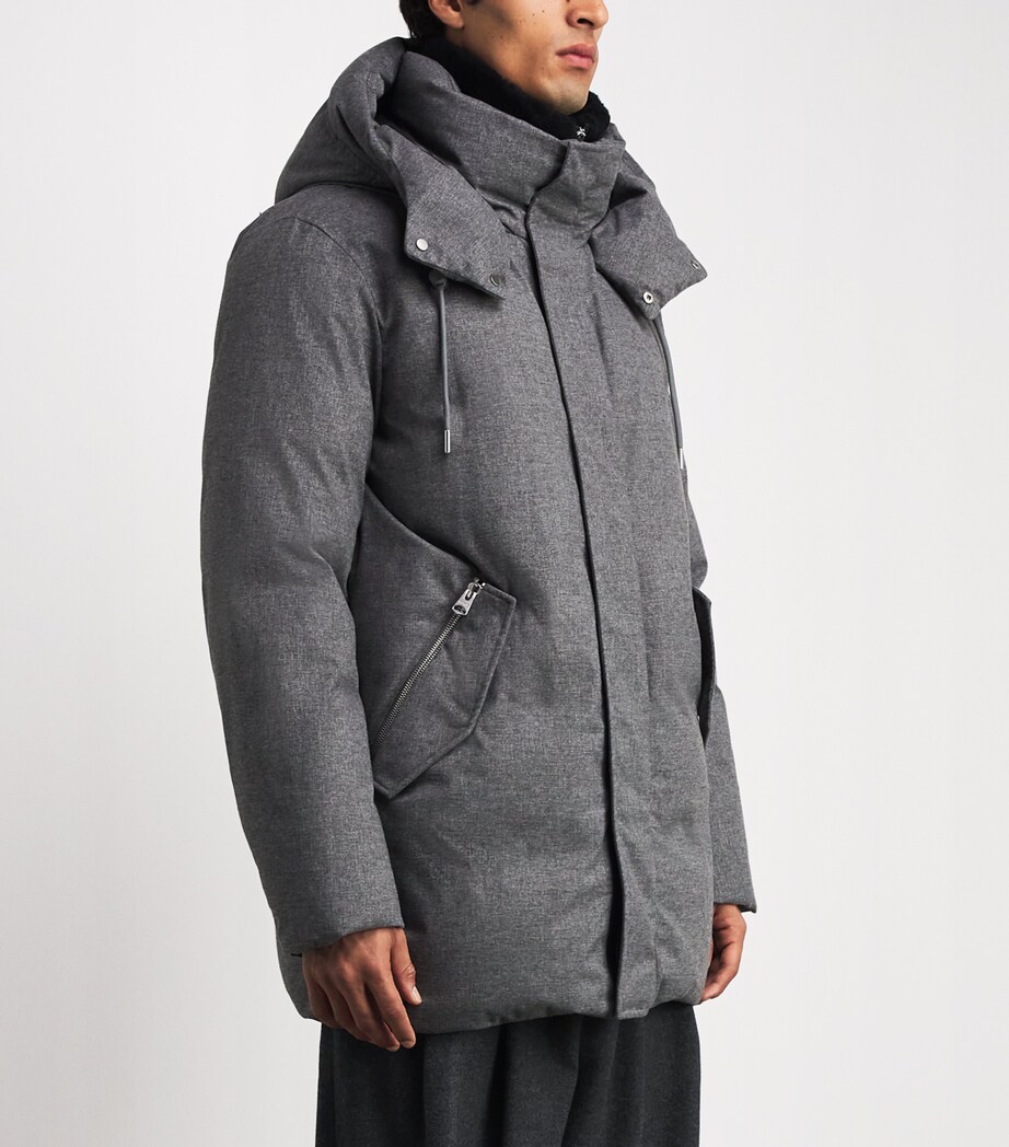 Mackage Mens Down Shearling Hooded Parka Coat Grey Mix Image 4