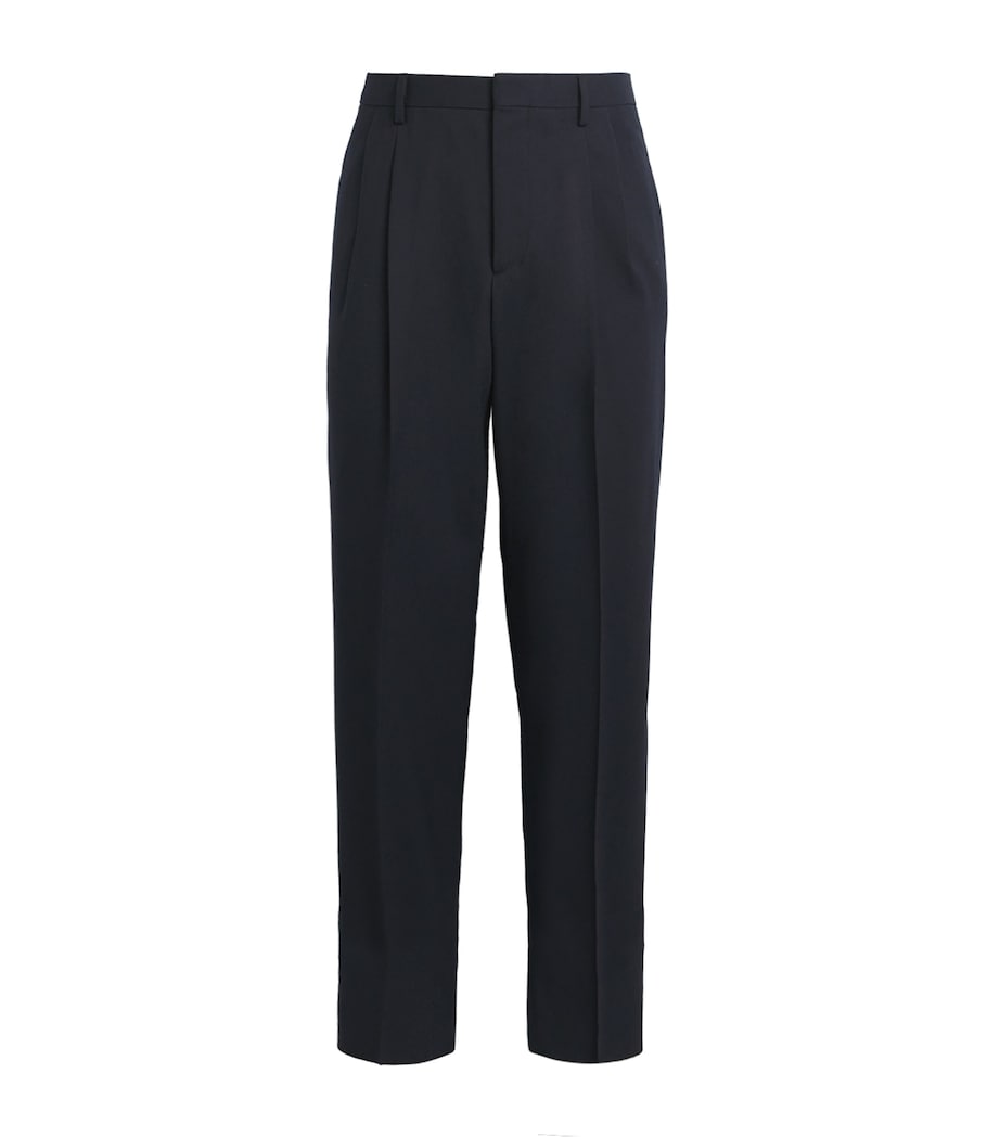 Virgin Wool Pleated Straight Trousers 850 NAVY Image 1
