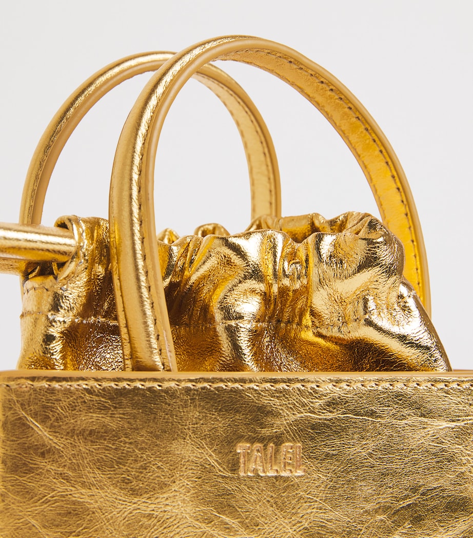 Talel Paris Metallic Leather Triangle Top-Handle Bag Gold Image 6