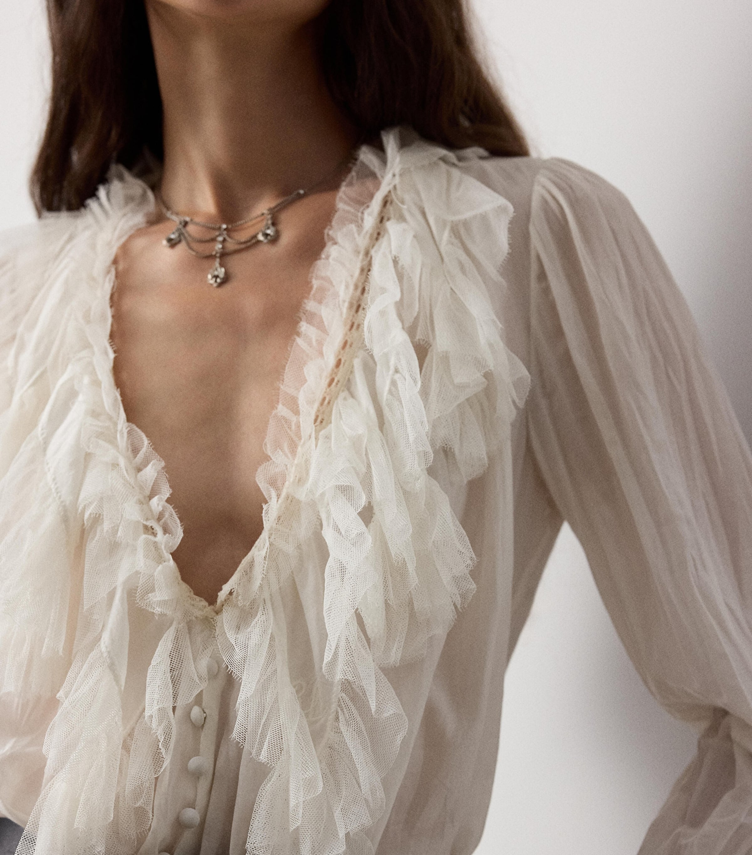 Ralph Lauren Collection Womens Cotton-Silk Kensley Blouse Cream Image 4
