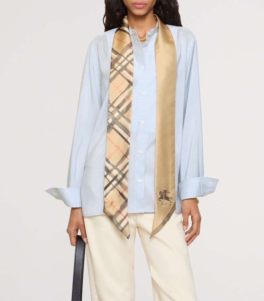 Silk Watercolour Check Twilly SAND Image 2