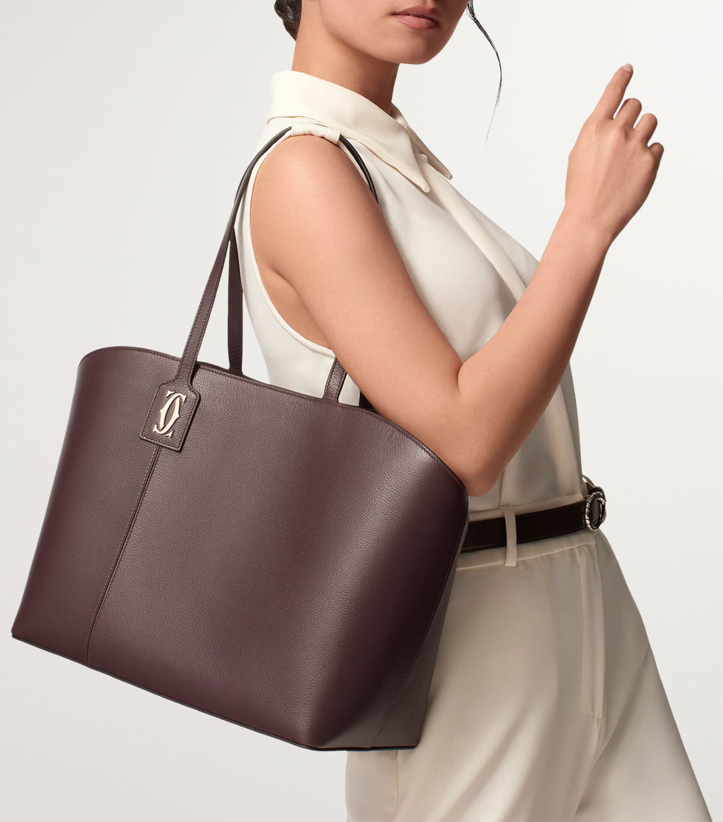 Calfskin C de Cartier Tote Bag PLUM Image 5