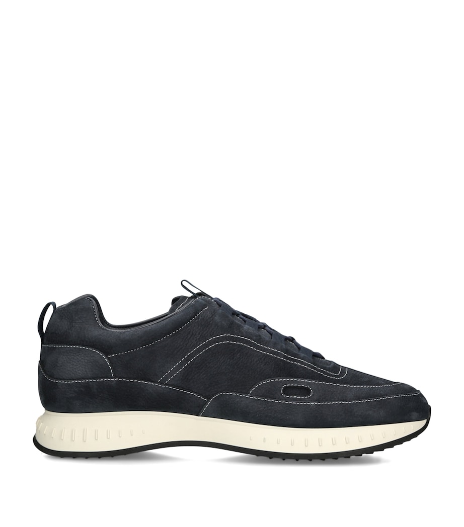 John Lobb Nubuck Leather Stream Elastic Sneakers Navy Image 1