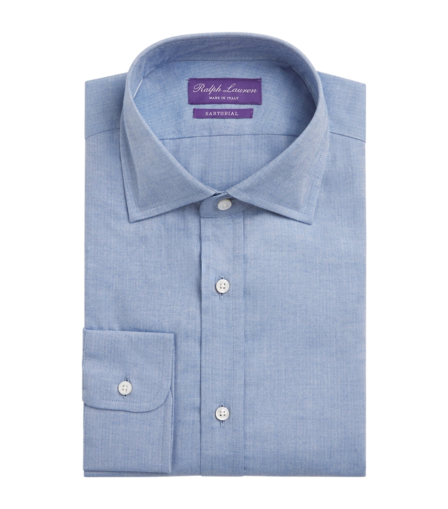 Cotton Herringbone Aston Dress Shirt BLUE Image 1