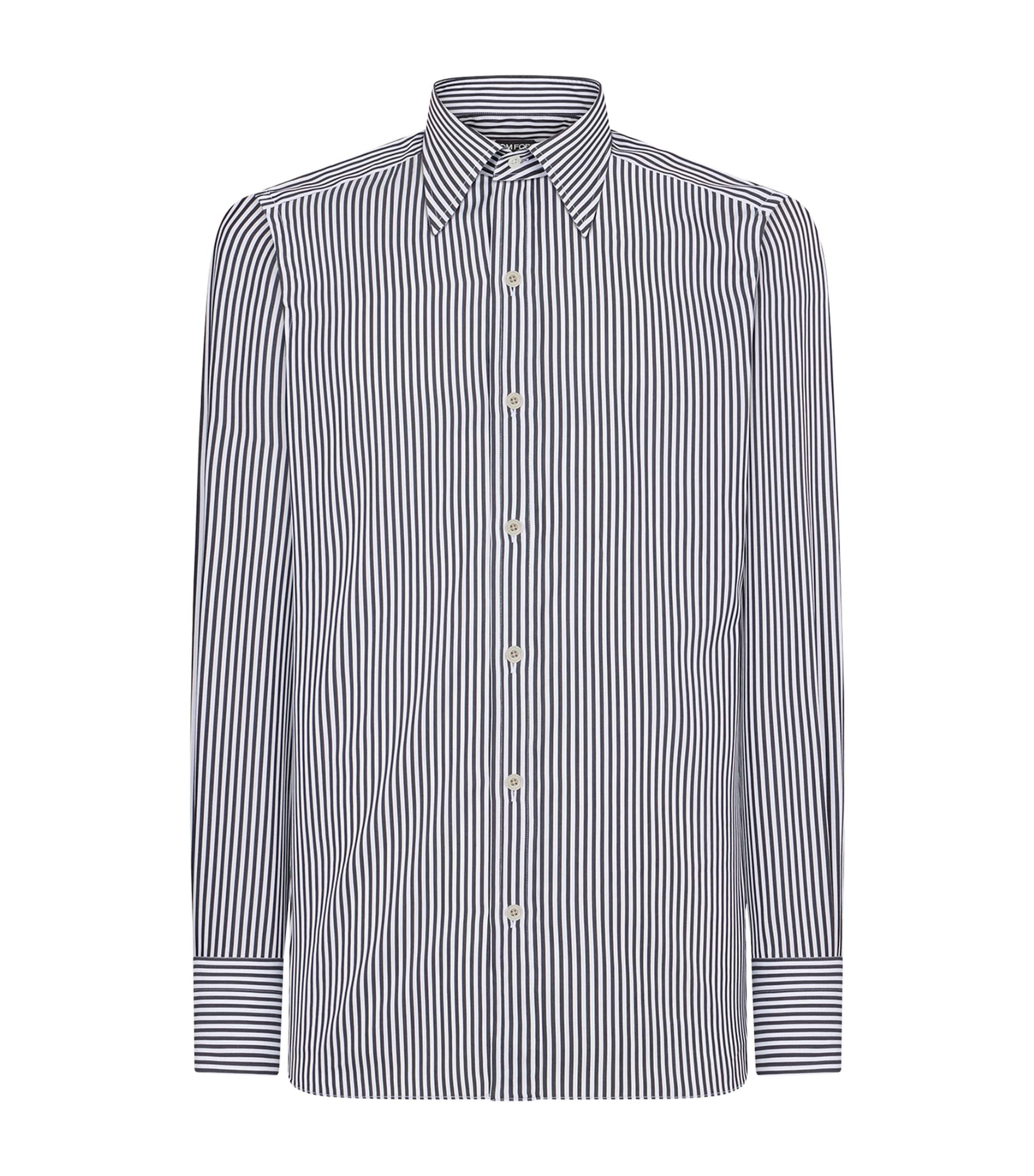 Cotton-Silk Ladder Stripe Shirt