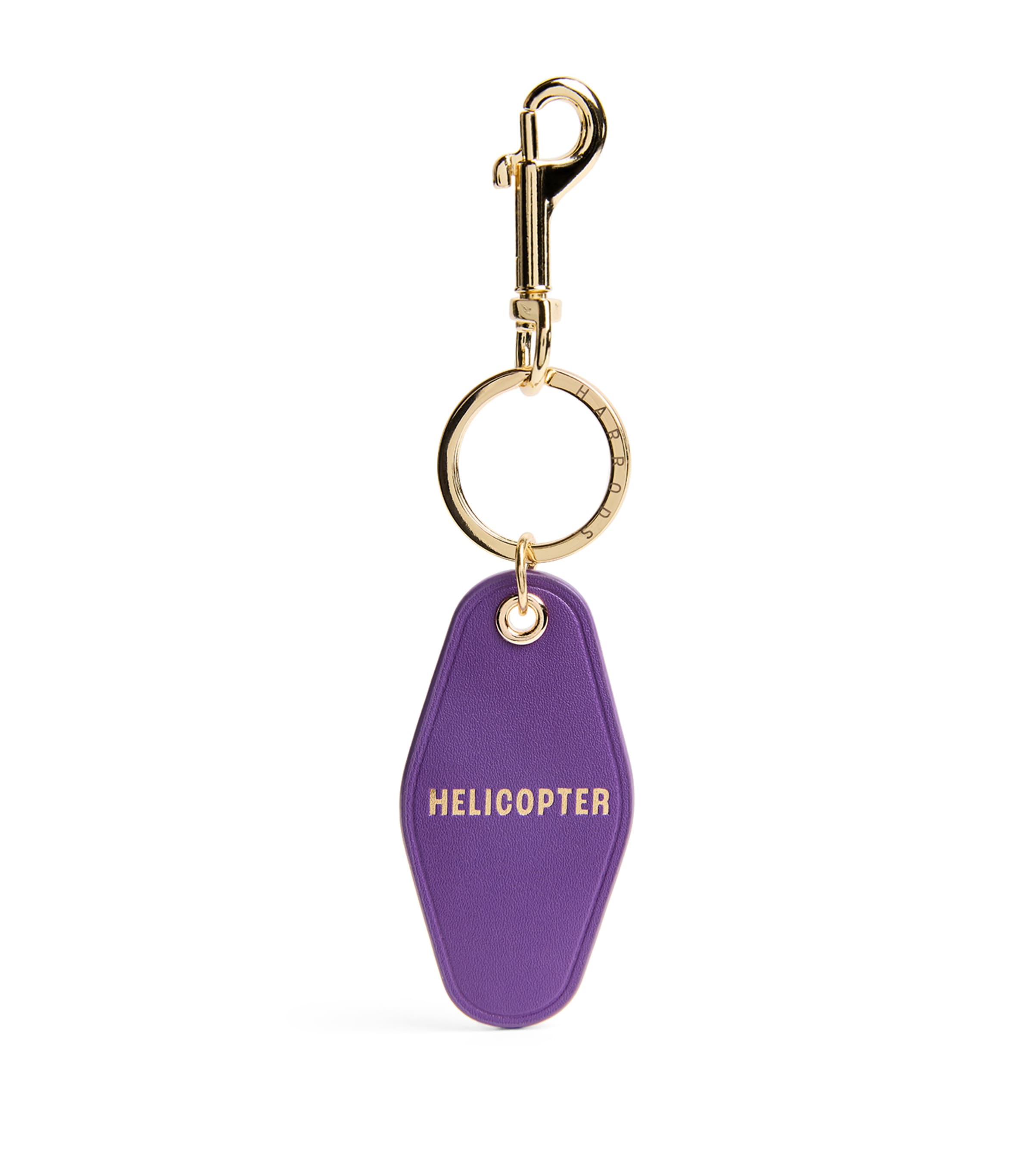 Harrods Leather Helicopter Tag Keyring In Purple