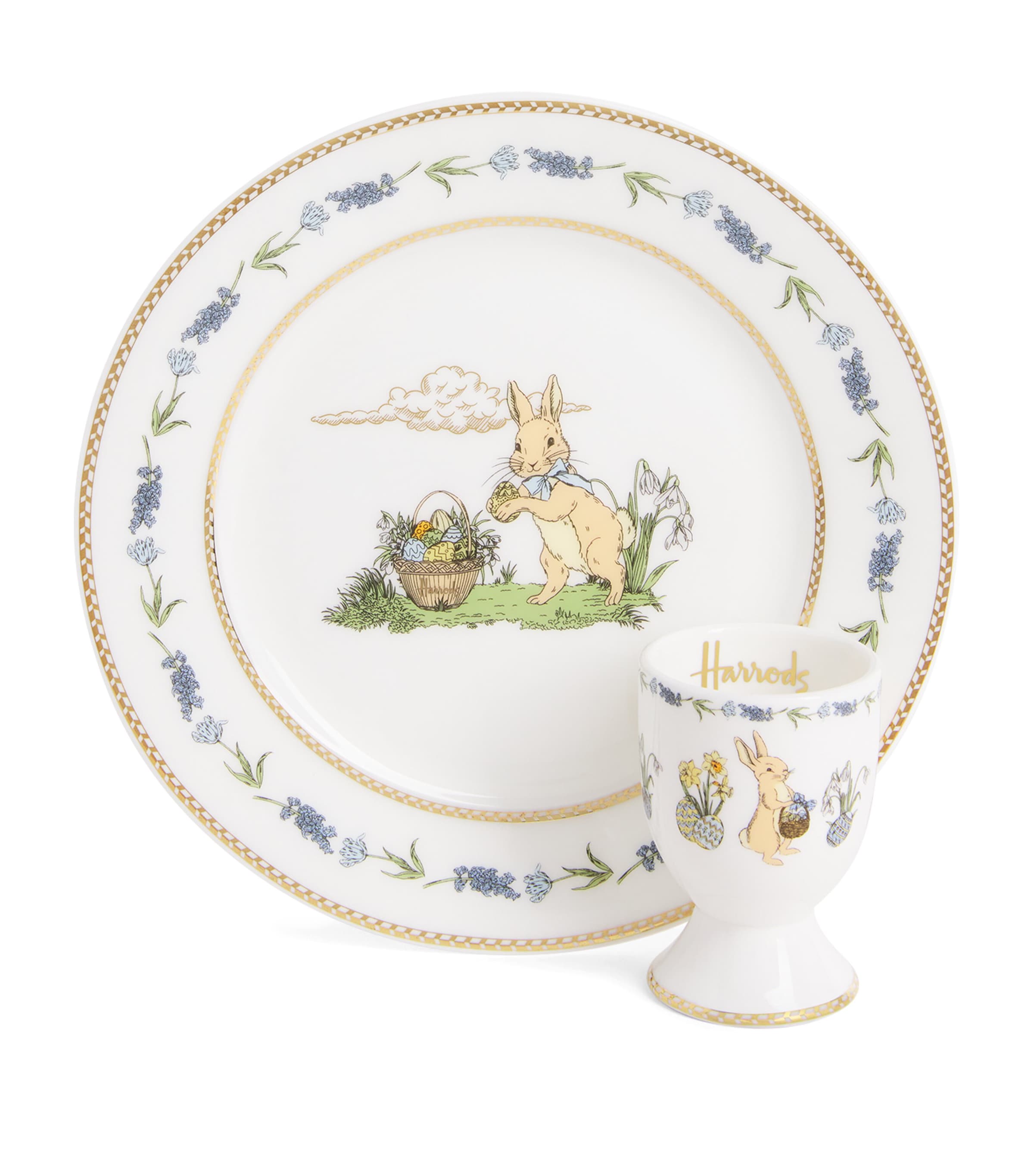 Harrods Porcelain Rabbit Egg Cup and Side Plate | Harrods US