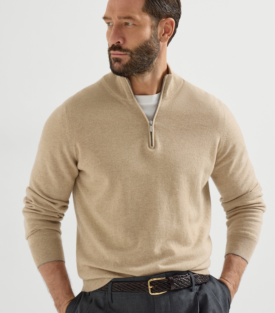 Brunello Cucinelli Mens Cashmere Quarter-Zip Sweater Image 2