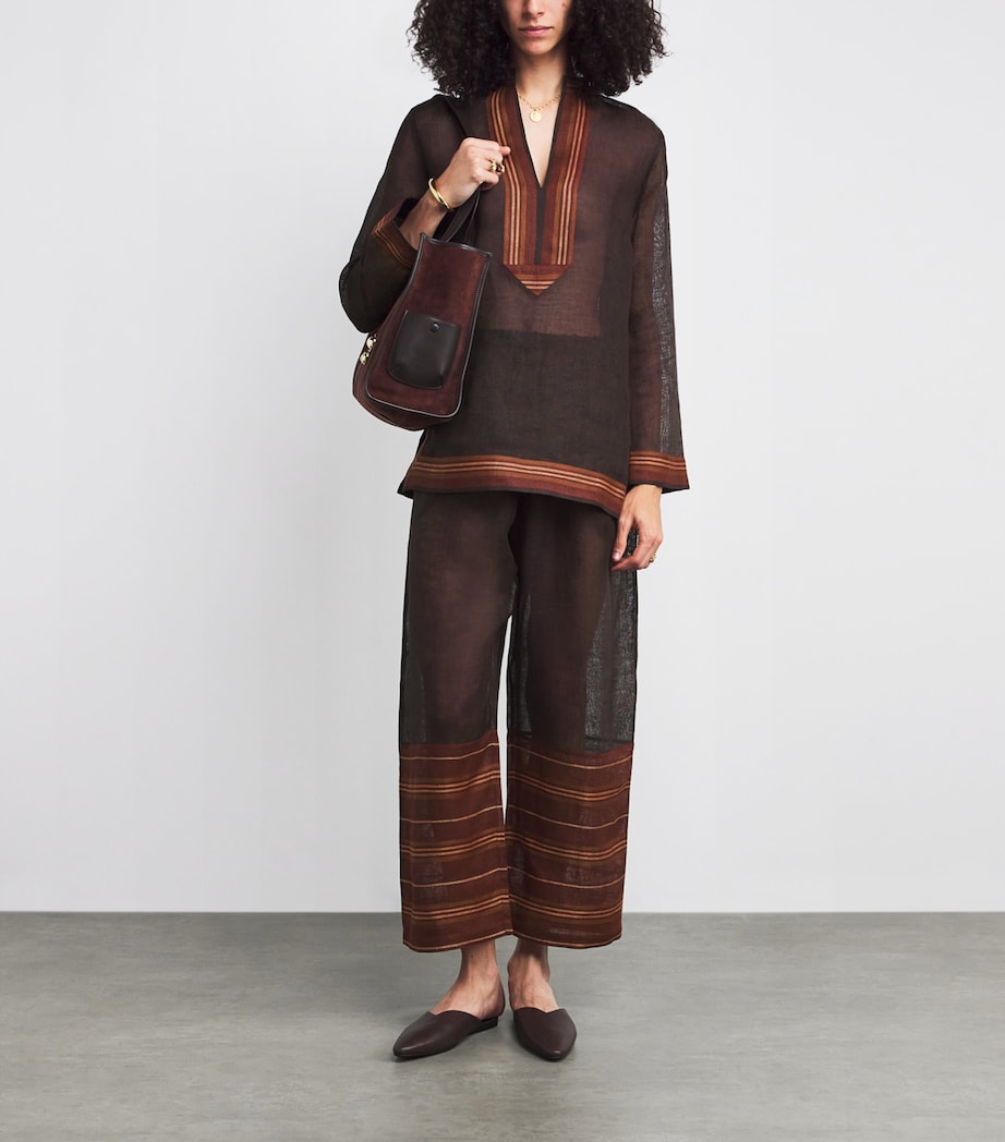 Linen Stripe Tunic 209 DARK MOCHA Image 2