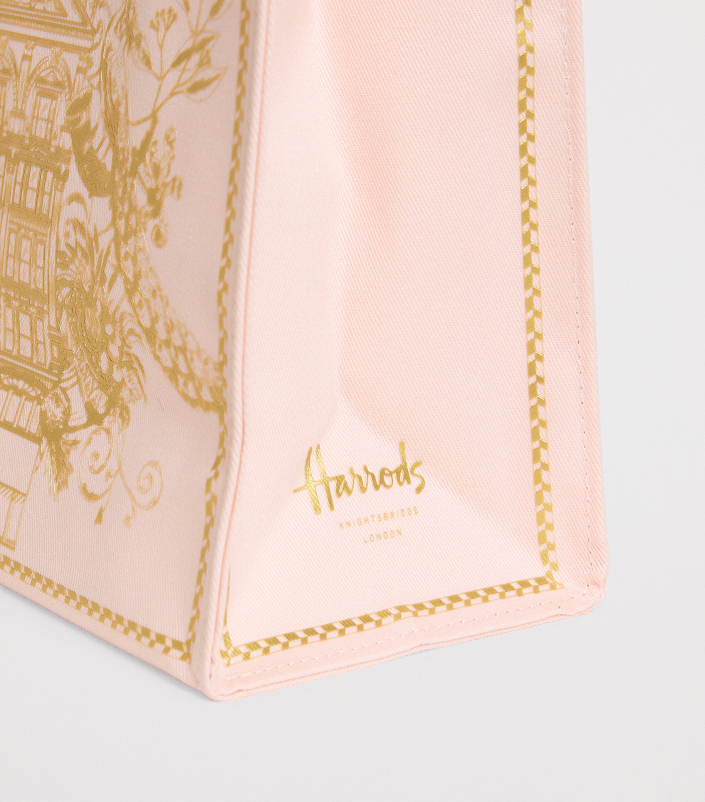 Harrods Small Gold Building Shopper Bag Multi Print Image 3