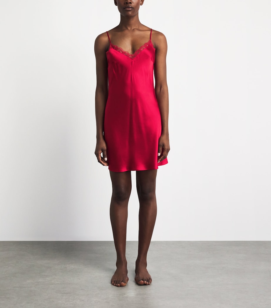 Simone Perele Womens Silk-Blend Love Me Slip Dress Opera Red Image 4