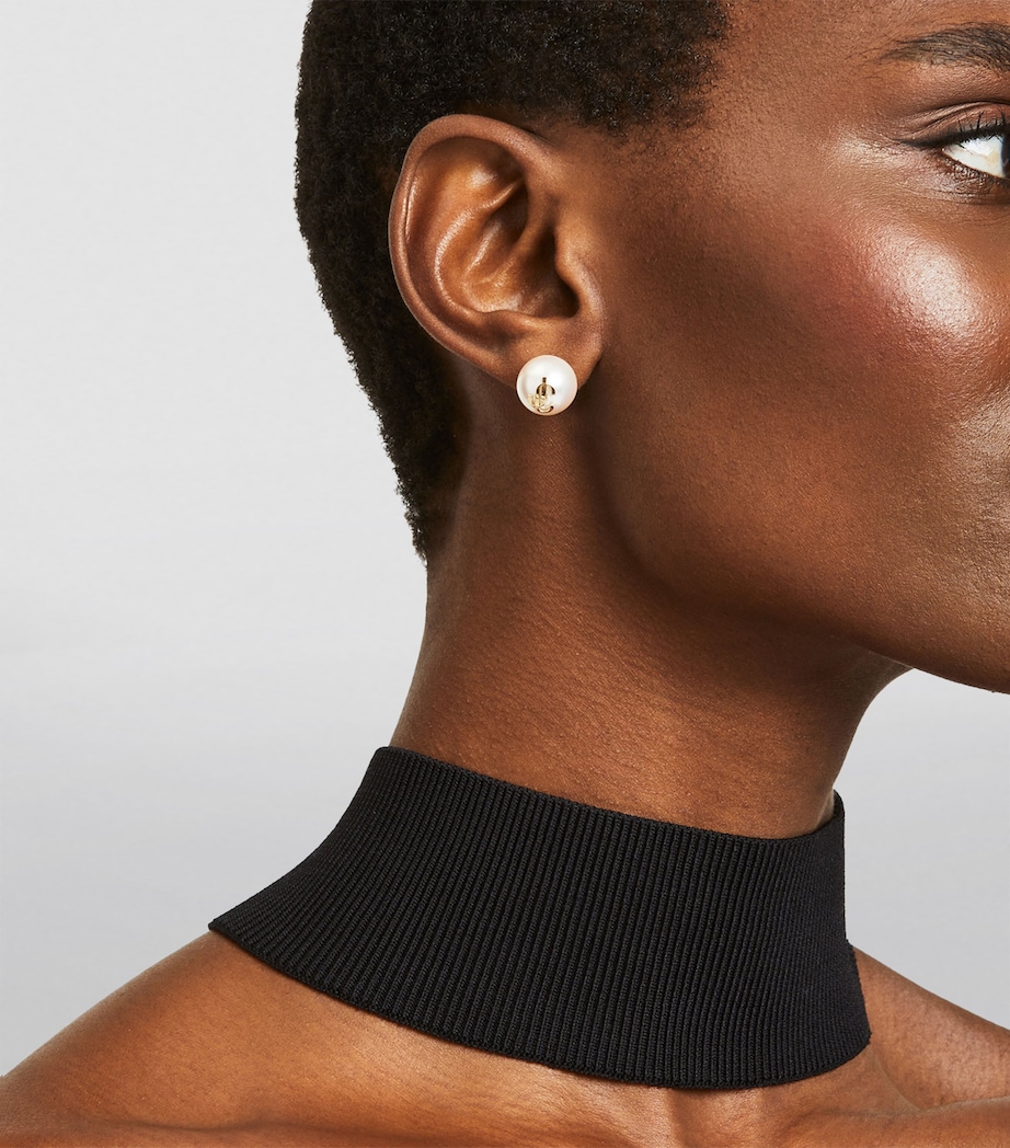 JC Logo Stud Earrings GOLD/WHITE Image 6