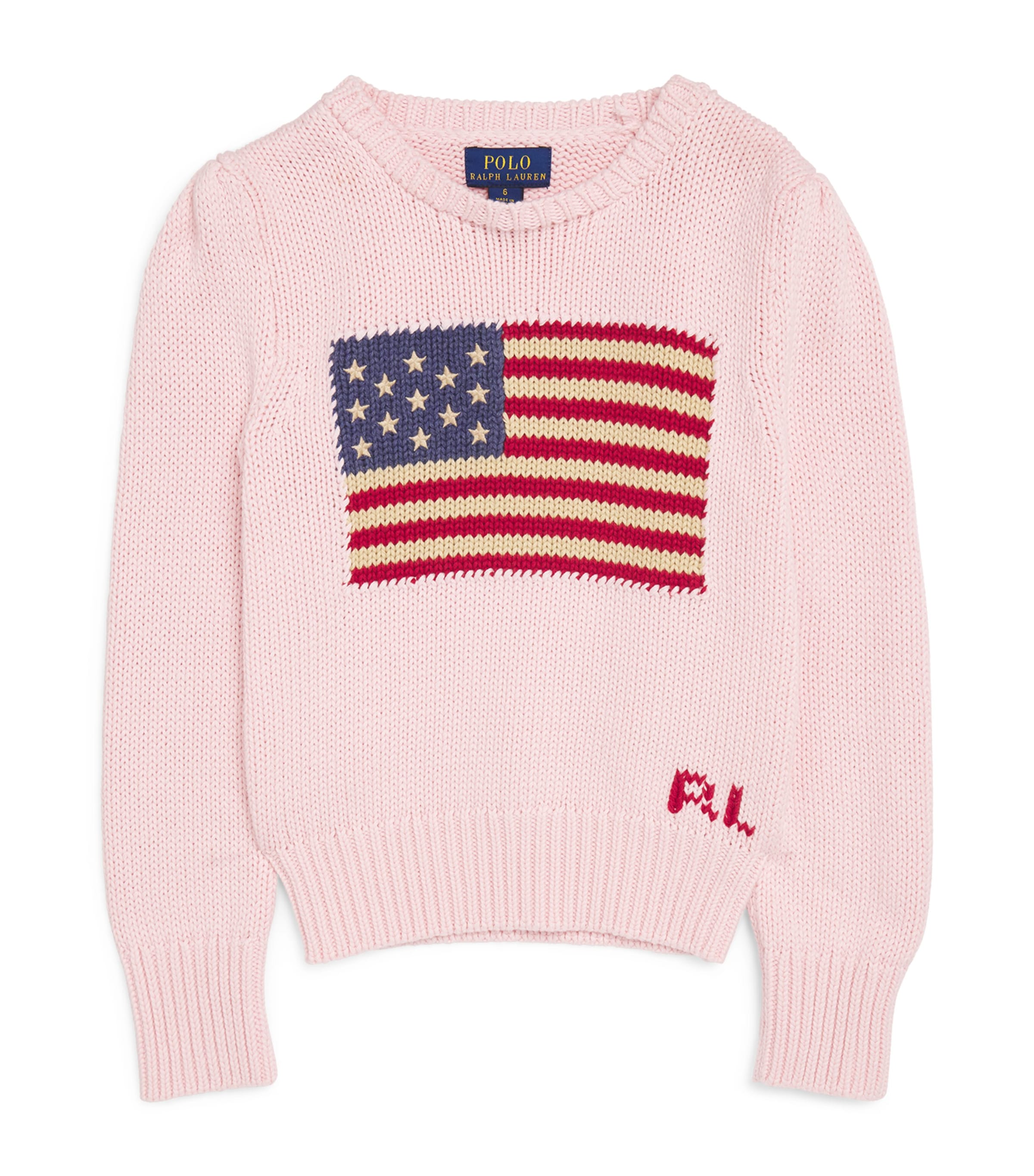 Cotton Flag-Intarsia Sweater (2-7 Years) ACACIA PINK Image 1