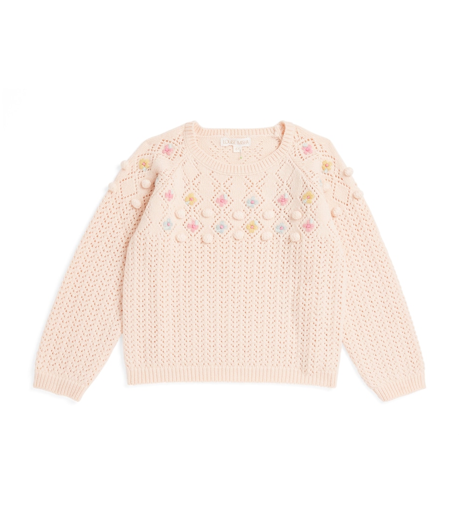 Pointelle Floral Vakita Sweater (4-12 Years) BLUSH Image 1