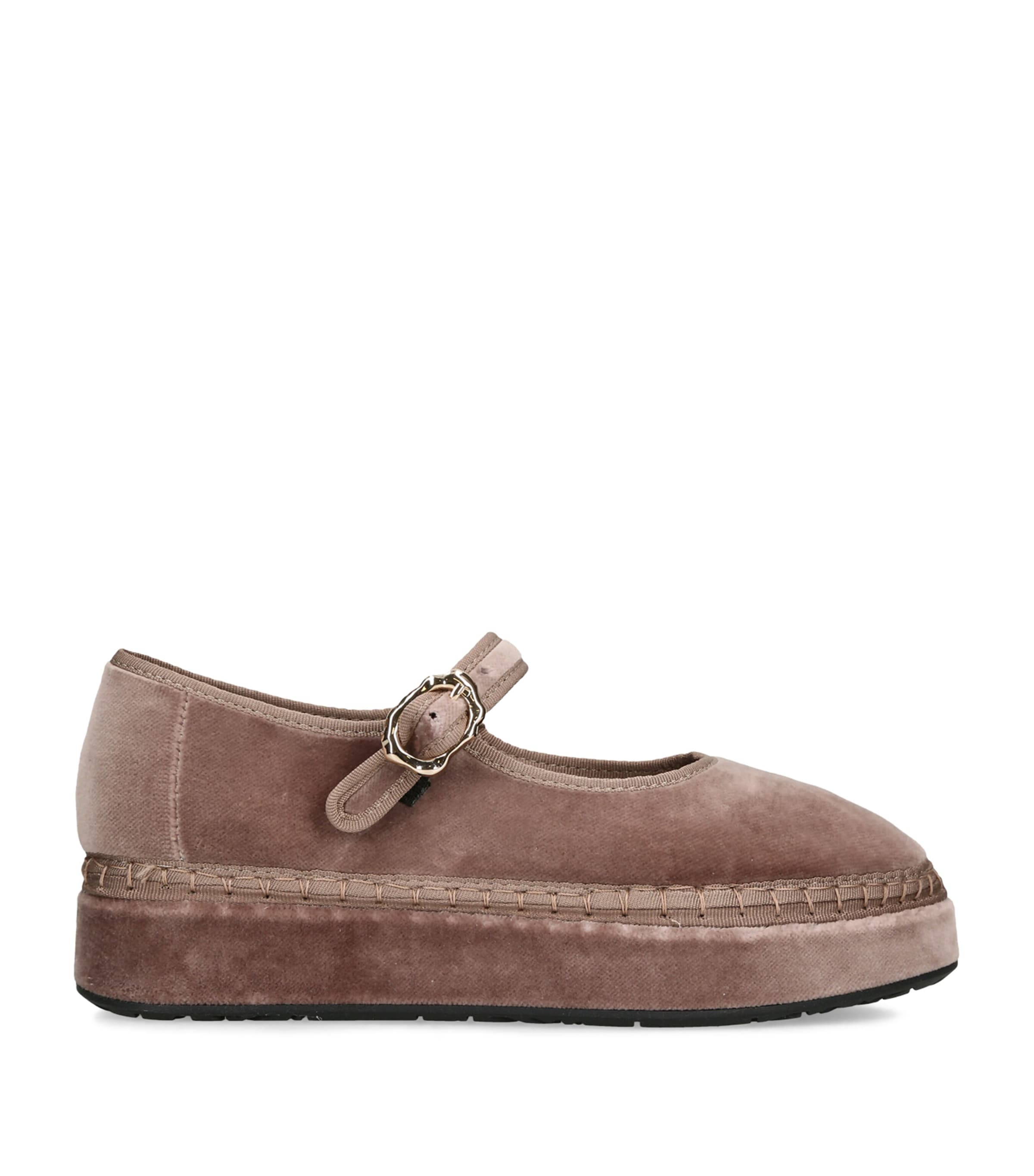 Flabelus Velvet Double Alcmena Mary Janes Brown Image 1