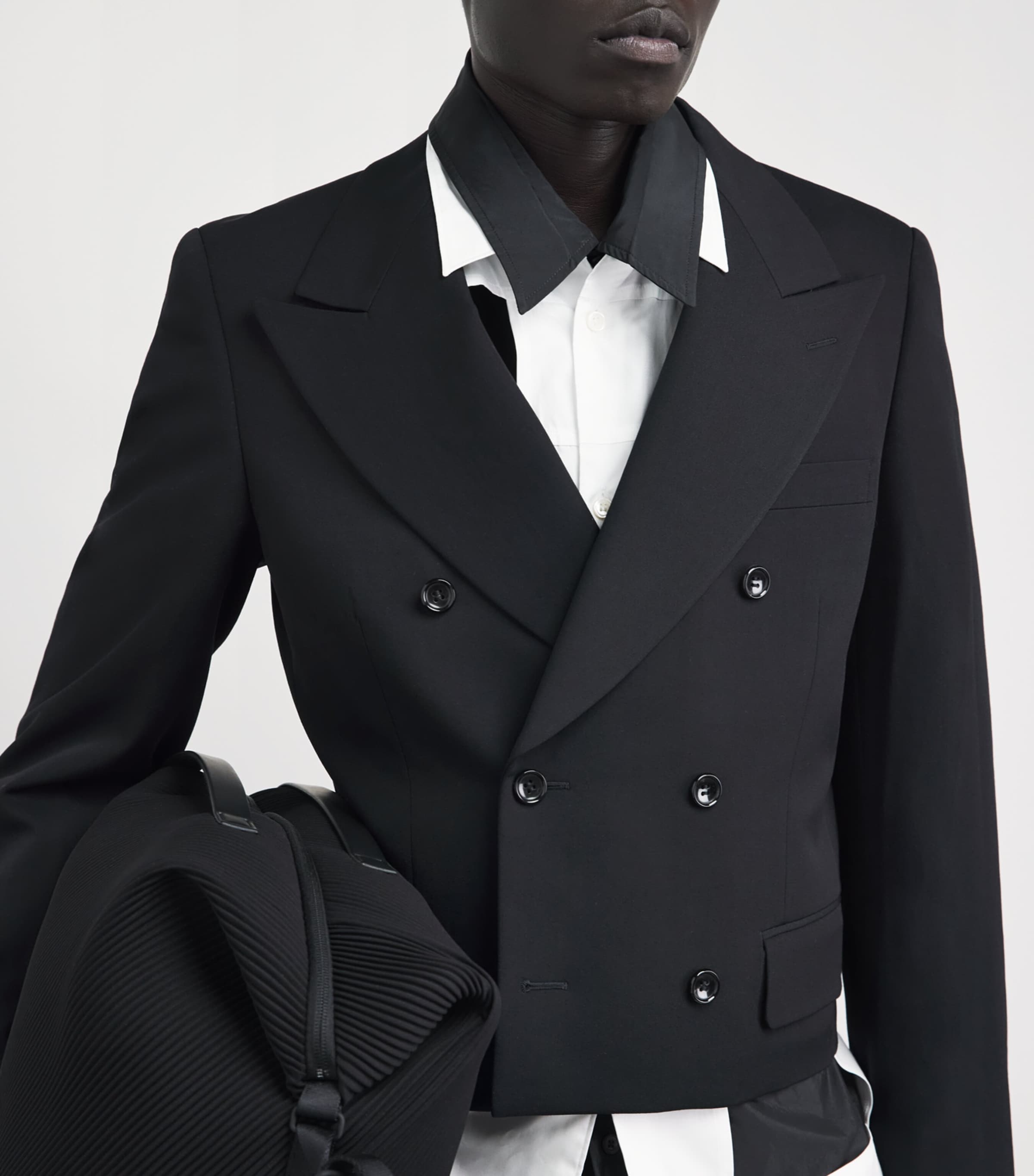 Comme Des Garçons Homme Plus Mens Wool Double-Breasted Blazer Black Image 3