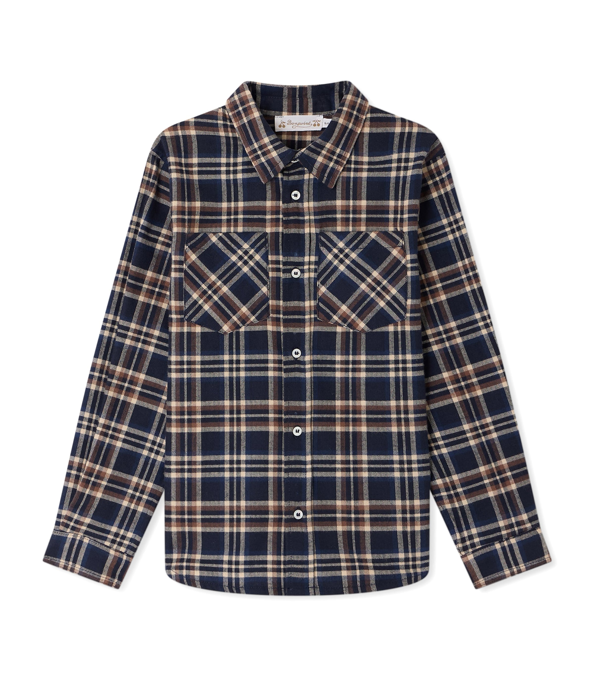 Bonpoint Cotton Check Shirt (4-8 Years) Carreaux Marine Image 1