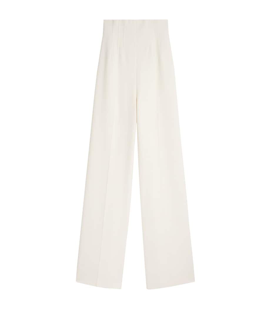 Schiaparelli Womens Silk-Wool Corset Wide-Leg Trousers Ecru Image 1