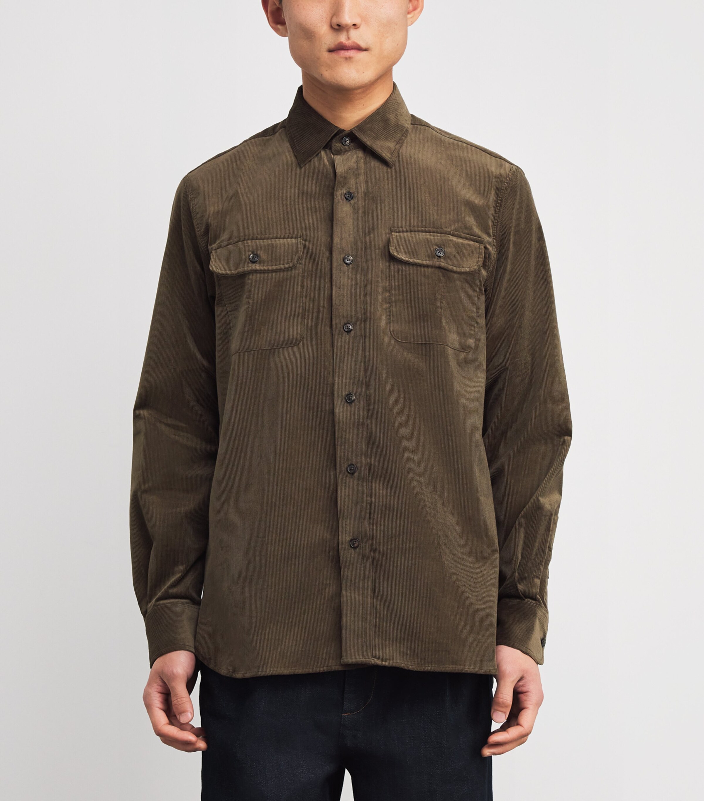 Ralph Lauren Purple Label Mens Sea Island Cotton Fine-Wale Corduroy Shirt Inverness Loden Image 3