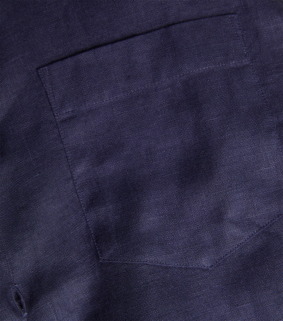 Vilebrequin Mens Linen Caroubis Shirt Blue Marine Image 9