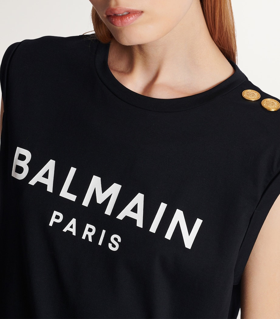 Cotton Logo Tank Top EAB NOIR/BLANC Image 5