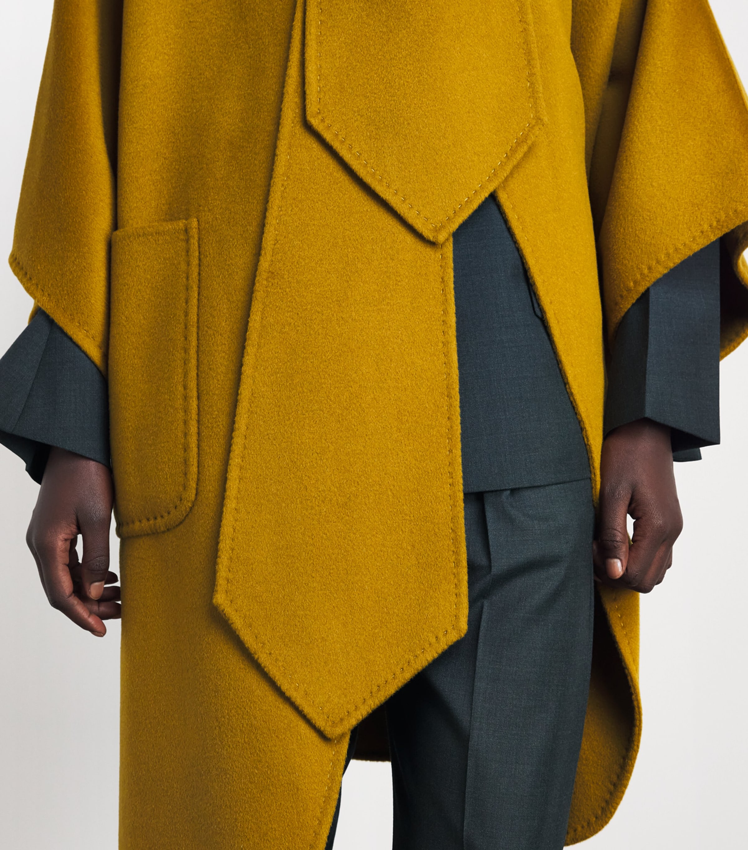 Wolk Morais Womens Cashmere Belleville Trench Coat Chartreuse Image 5