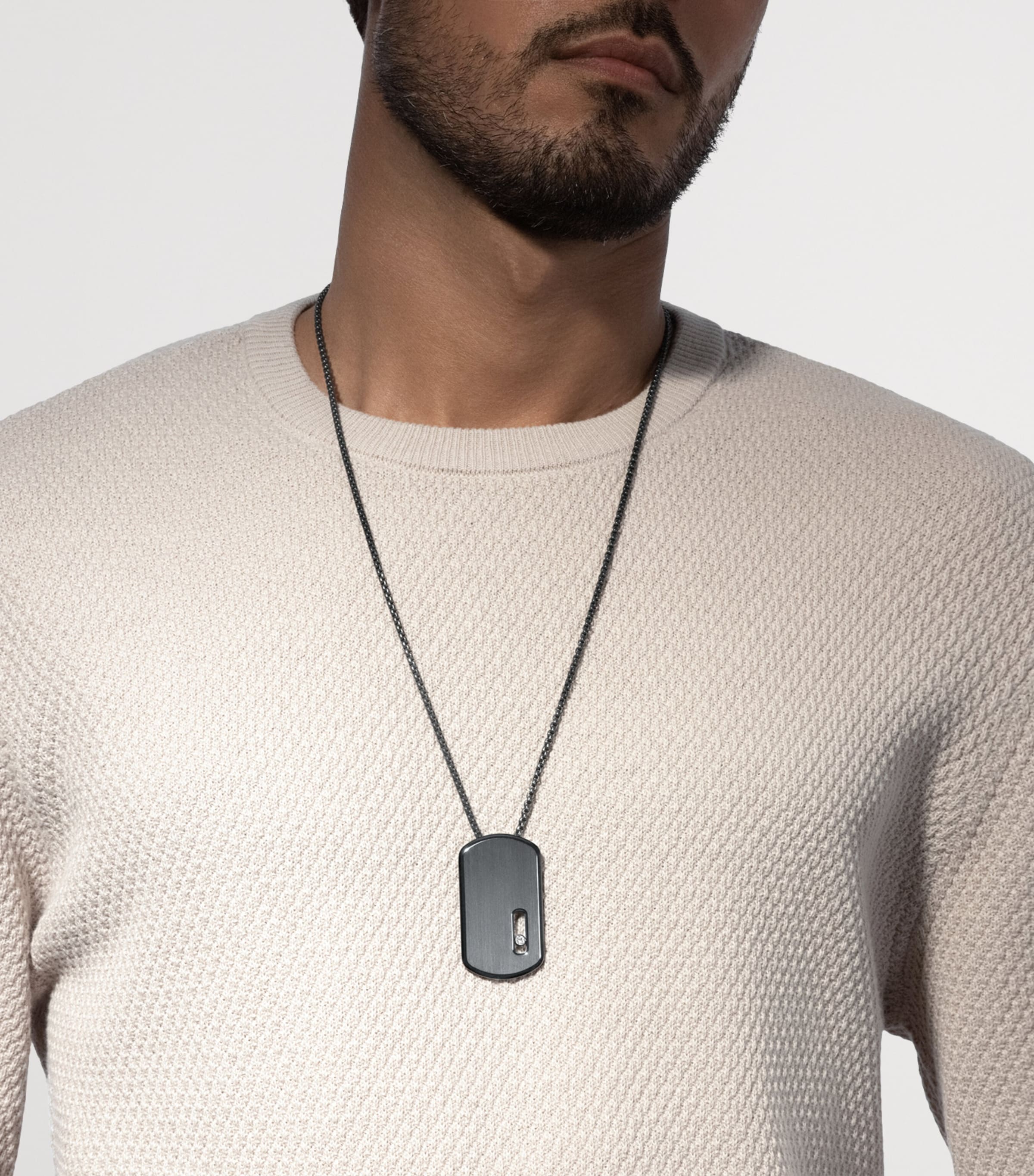 Messika Move Titanium Graphite Titanium and Diamond Large Pendant Necklace (0.14ct) Titanium Image 2