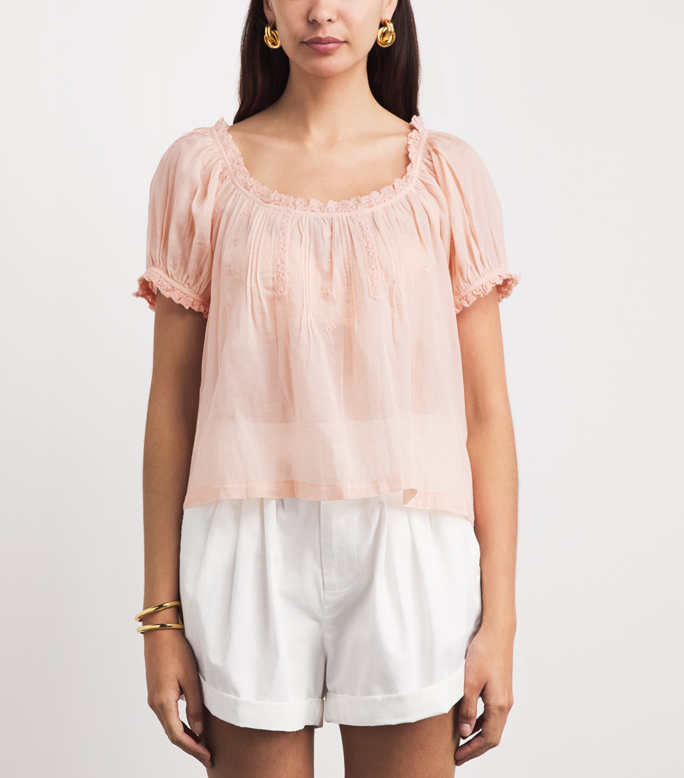 DÔEN Womens Organic Cotton Frederica Blouse Blush Image 4