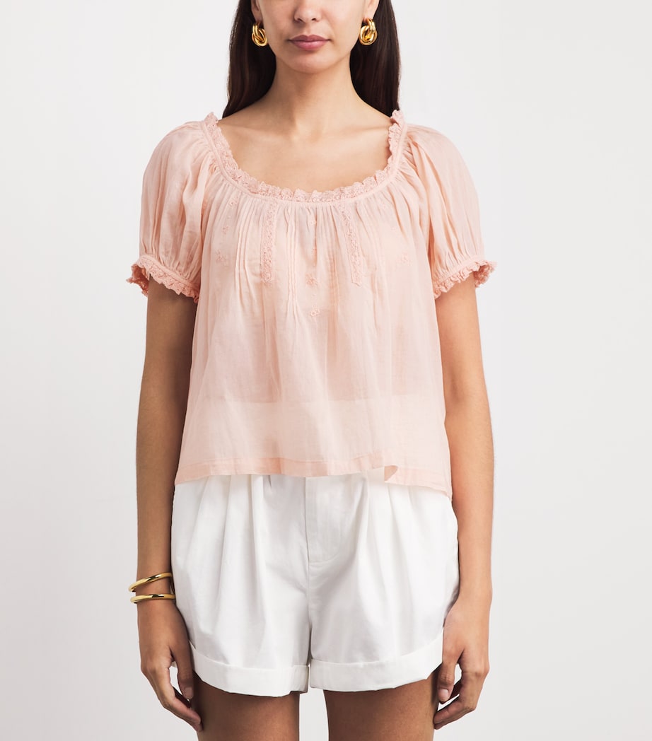 DÔEN Womens Organic Cotton Frederica Blouse Blush Image 4