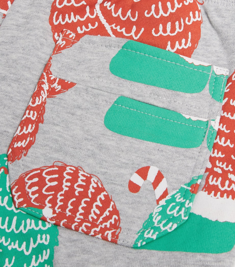 Organic Cotton Santa Print Sweatpants (3-14 Years) 807MCGRIGIO MED.MEL. Image 4